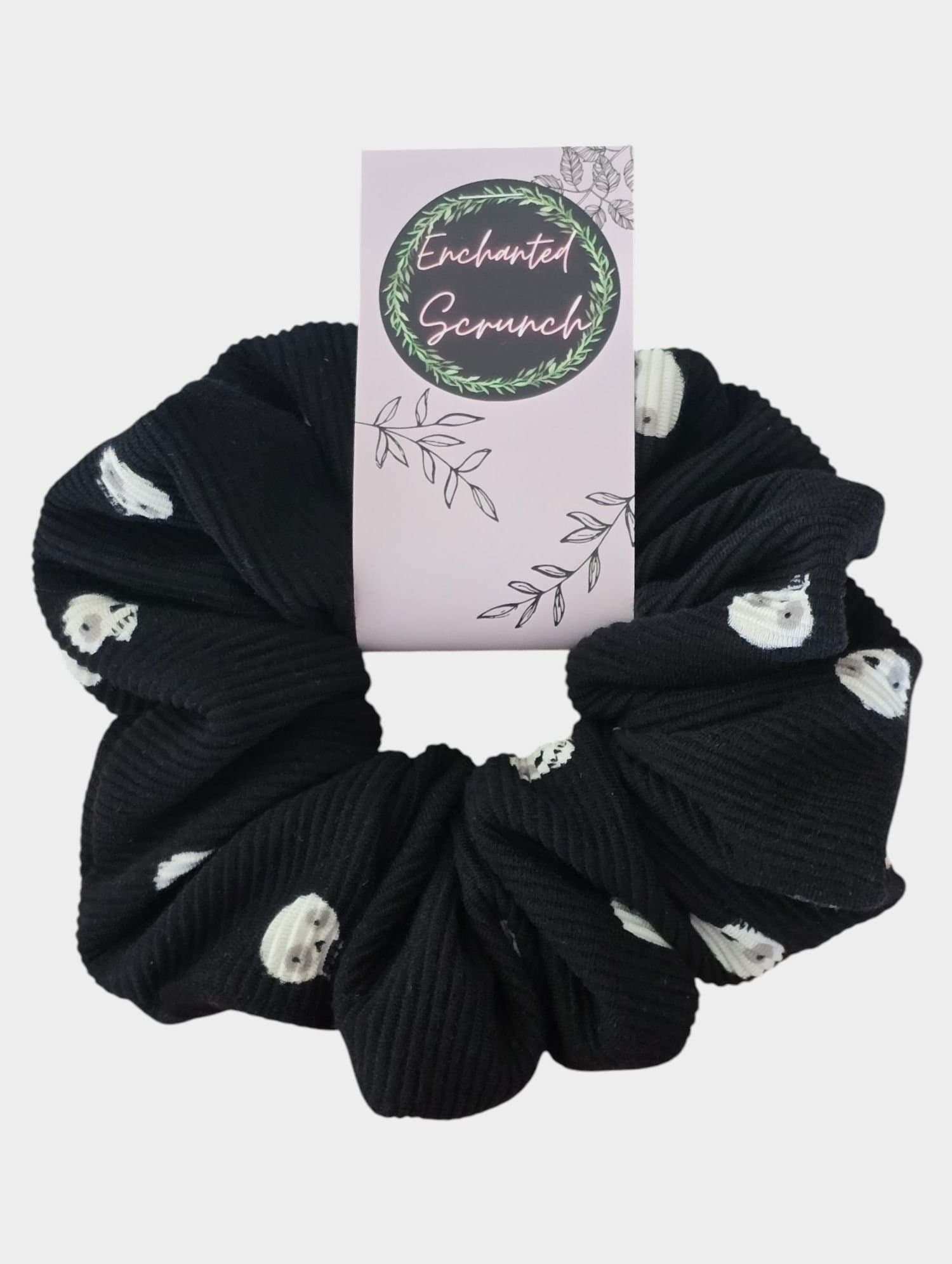 Svart dödskallemönstrad överdimensionerad XXL Scrunchie Enchanted Scrunch NY