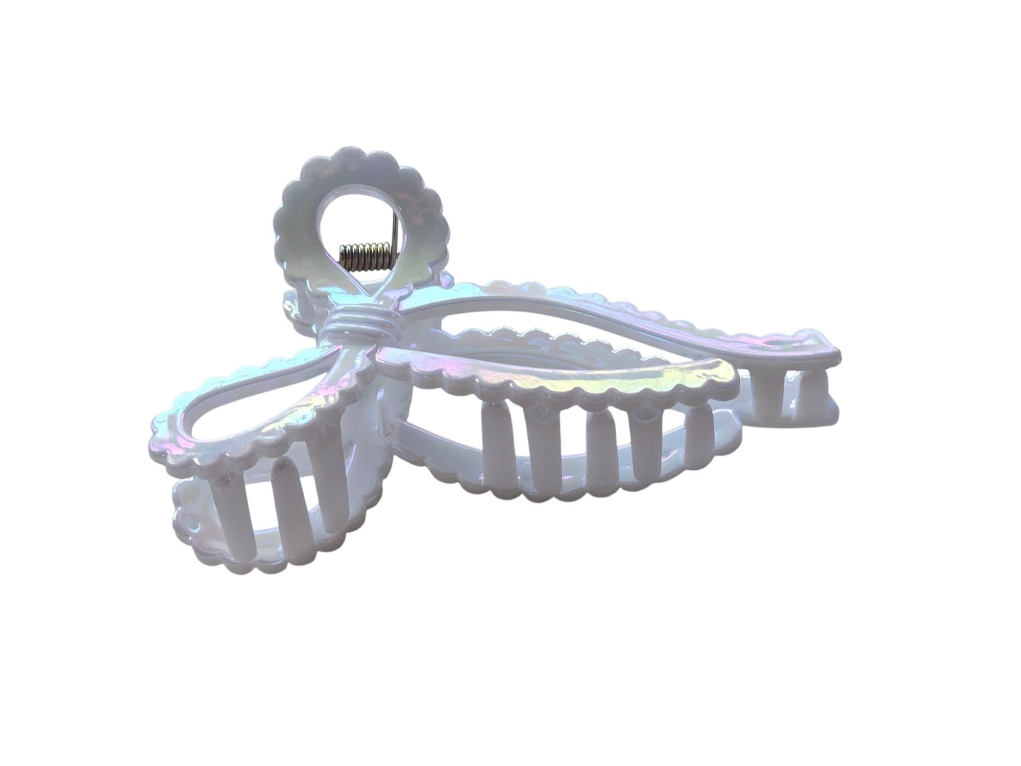 Jättefin rosettformad hårklämma håraccessoar med regnbågsskimmer NY & oanvänd