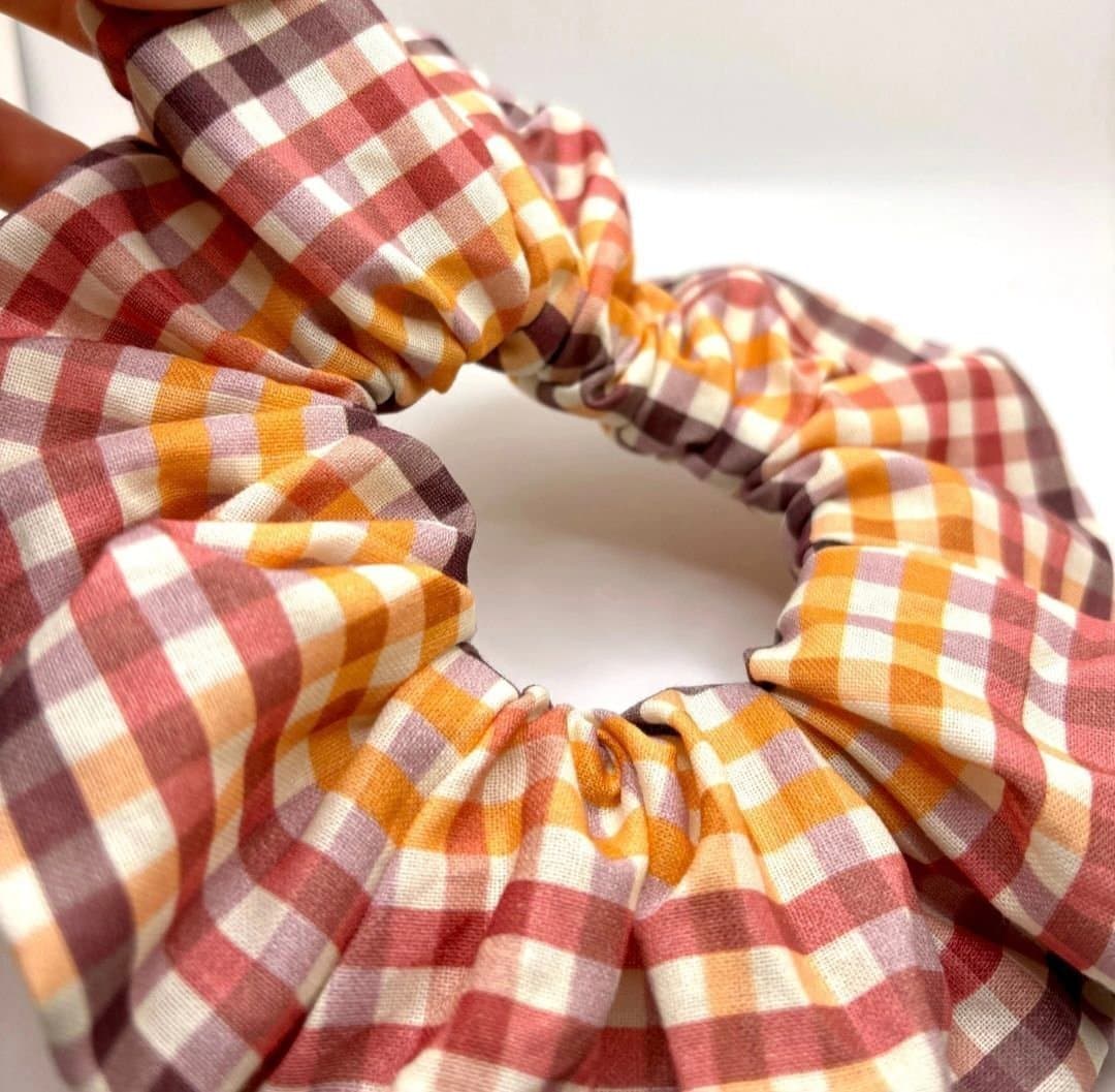 Harvest plaid rutmönstrad överdimensionerad XXL scrunchie Enchanted Scrunch NY