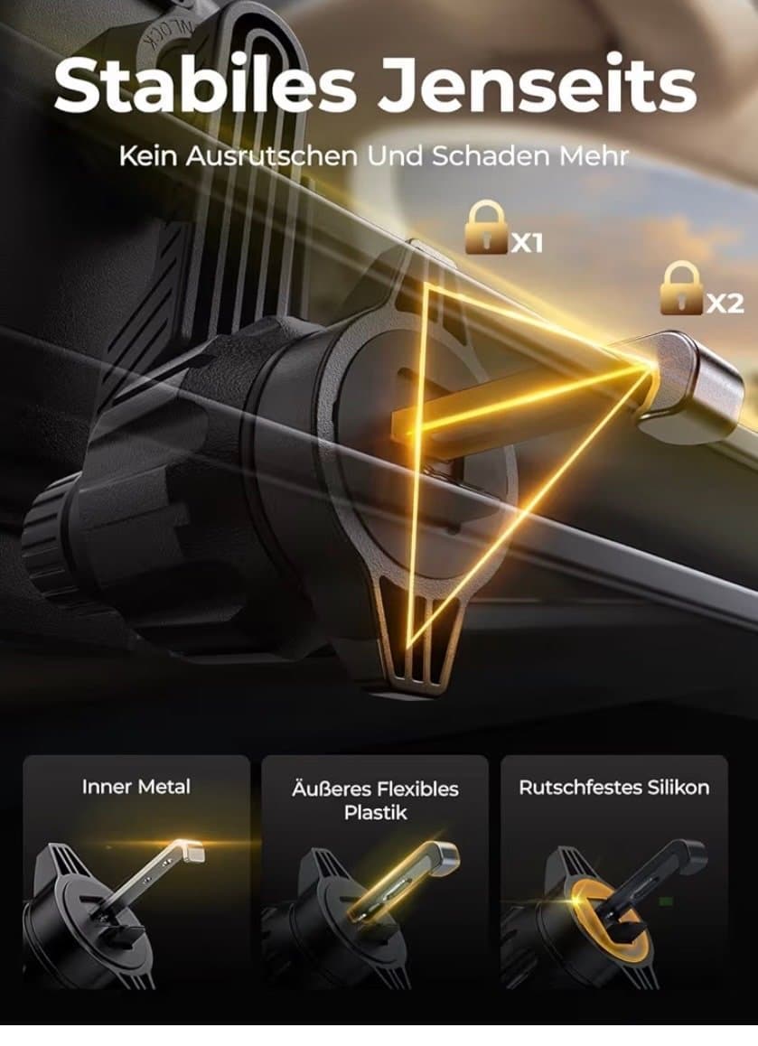 Ny. Magnetisk Mobilhållare med laddning för bil