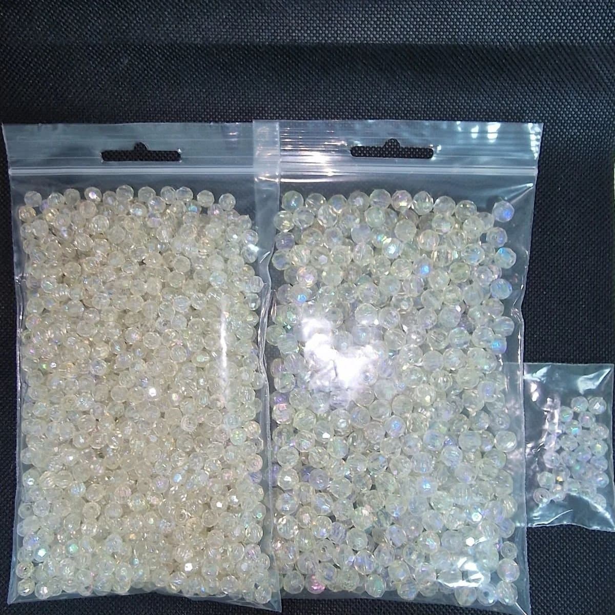 203g Vintage Acrylic AB Faceted Beads Lot Round Iridescent Craft Jewelry DIY