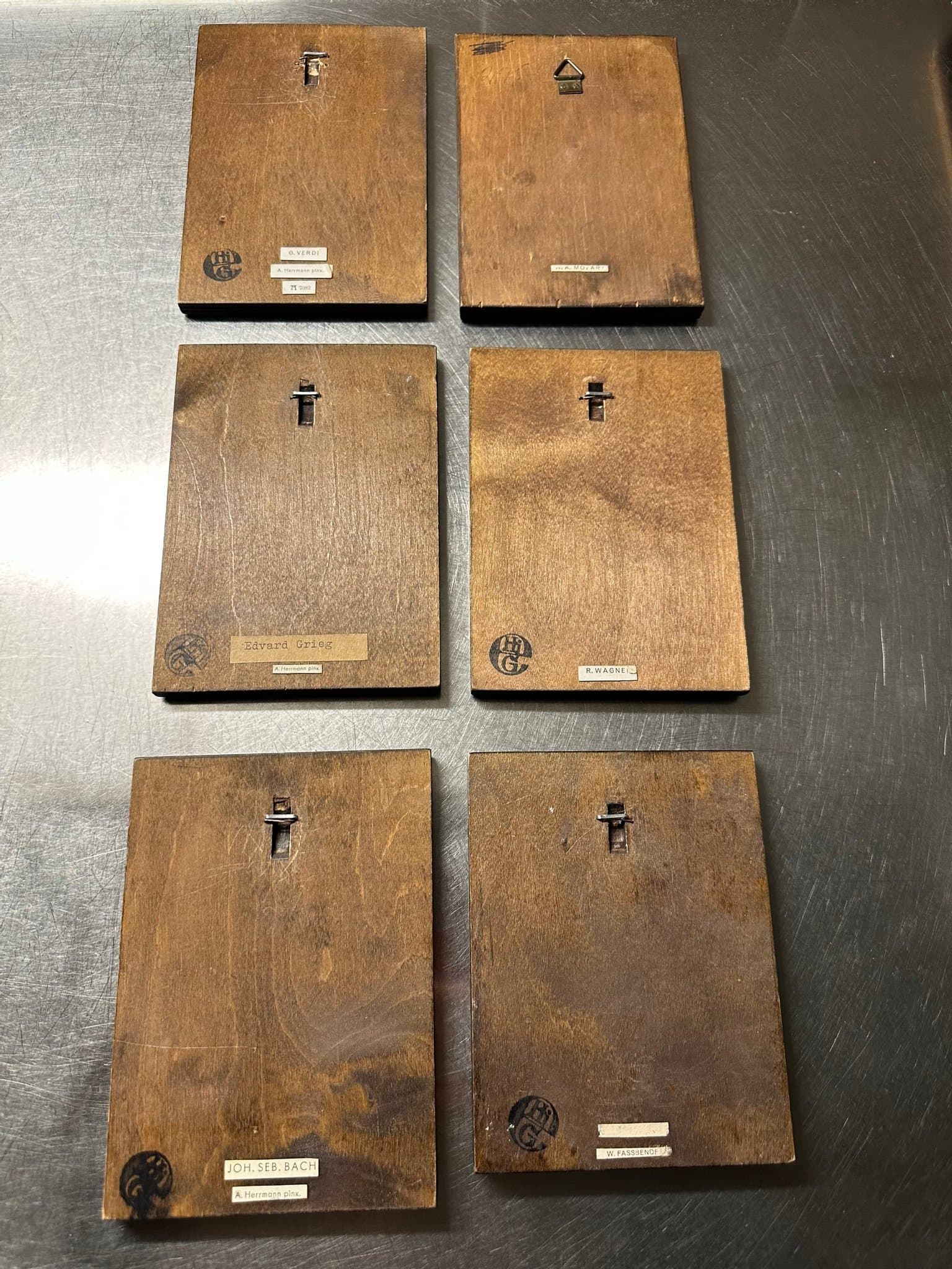 Tavlor I Trä Med Porträtt Av Kända Kompositörer 6 st