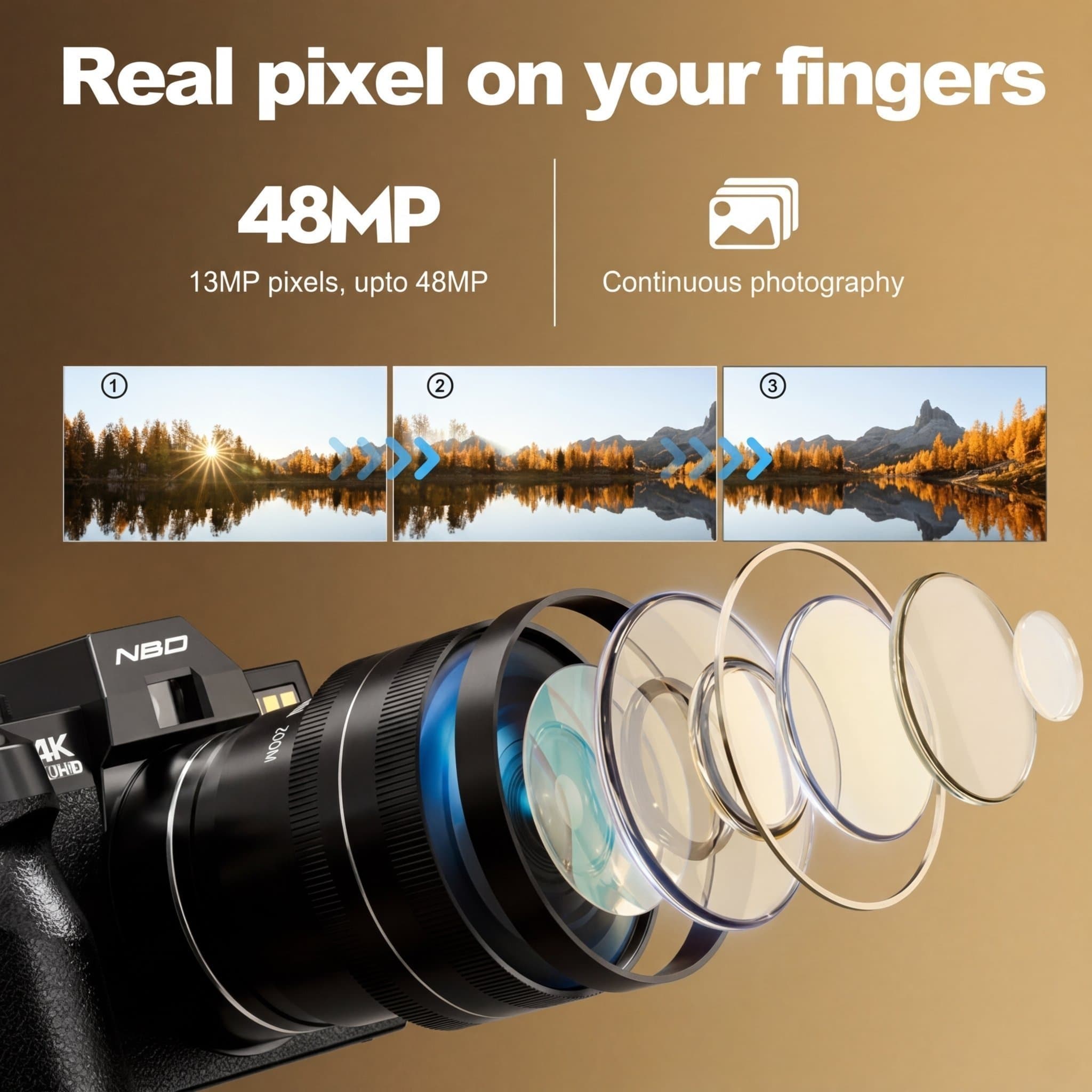 FRI FRAKT 4K Digitalkamera 48MP, Vlogging/YouTube, 32GB + Tillbehör ROSA
