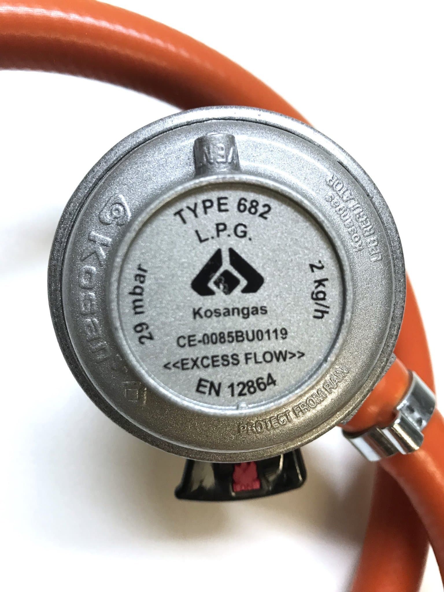 Gasregulatorsats 29 mbar, 1/4"V kopplingsmutter, "click-on", Typ 682 LPG, 2 kg/h
