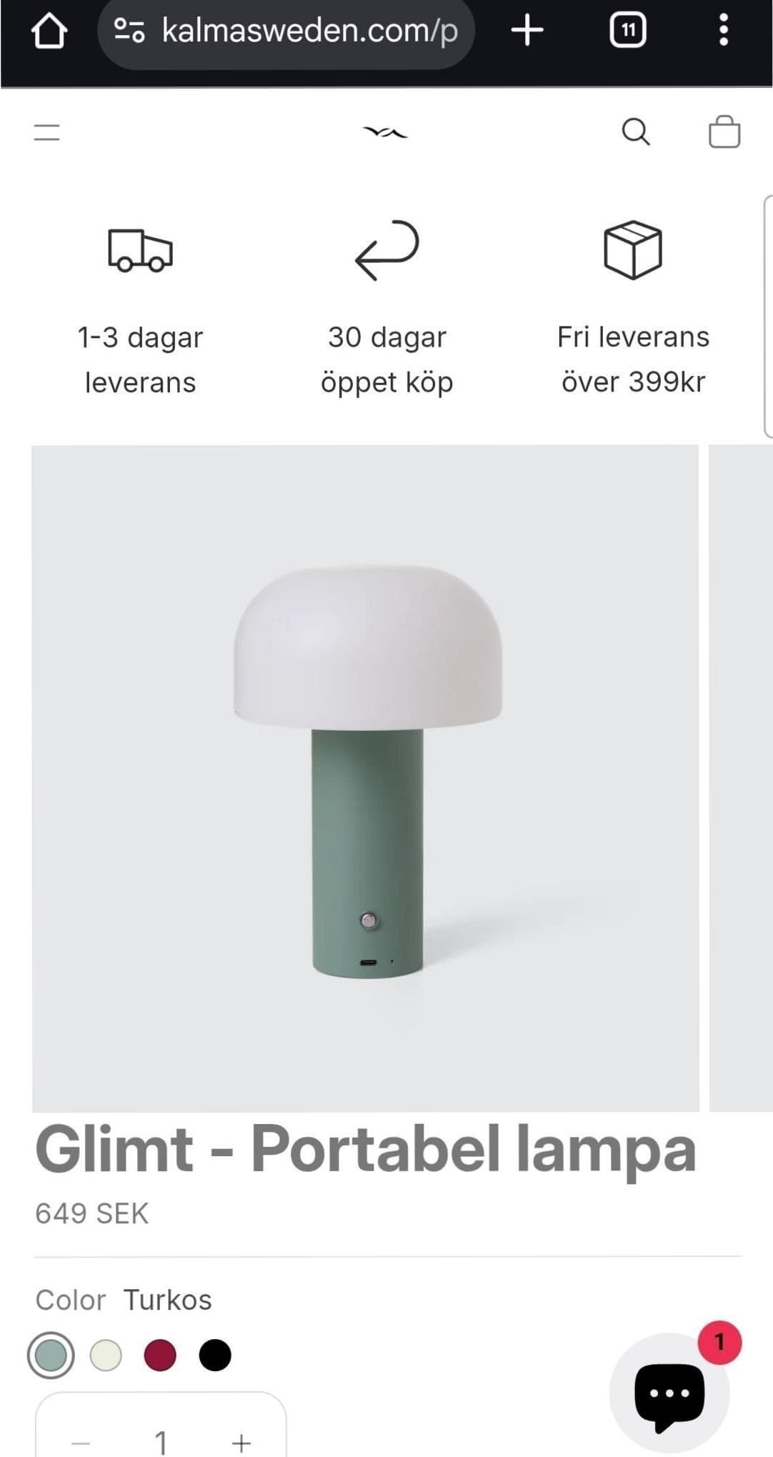 Kalma of Sweden - Glimt Portabel Lampa (oöppnad)