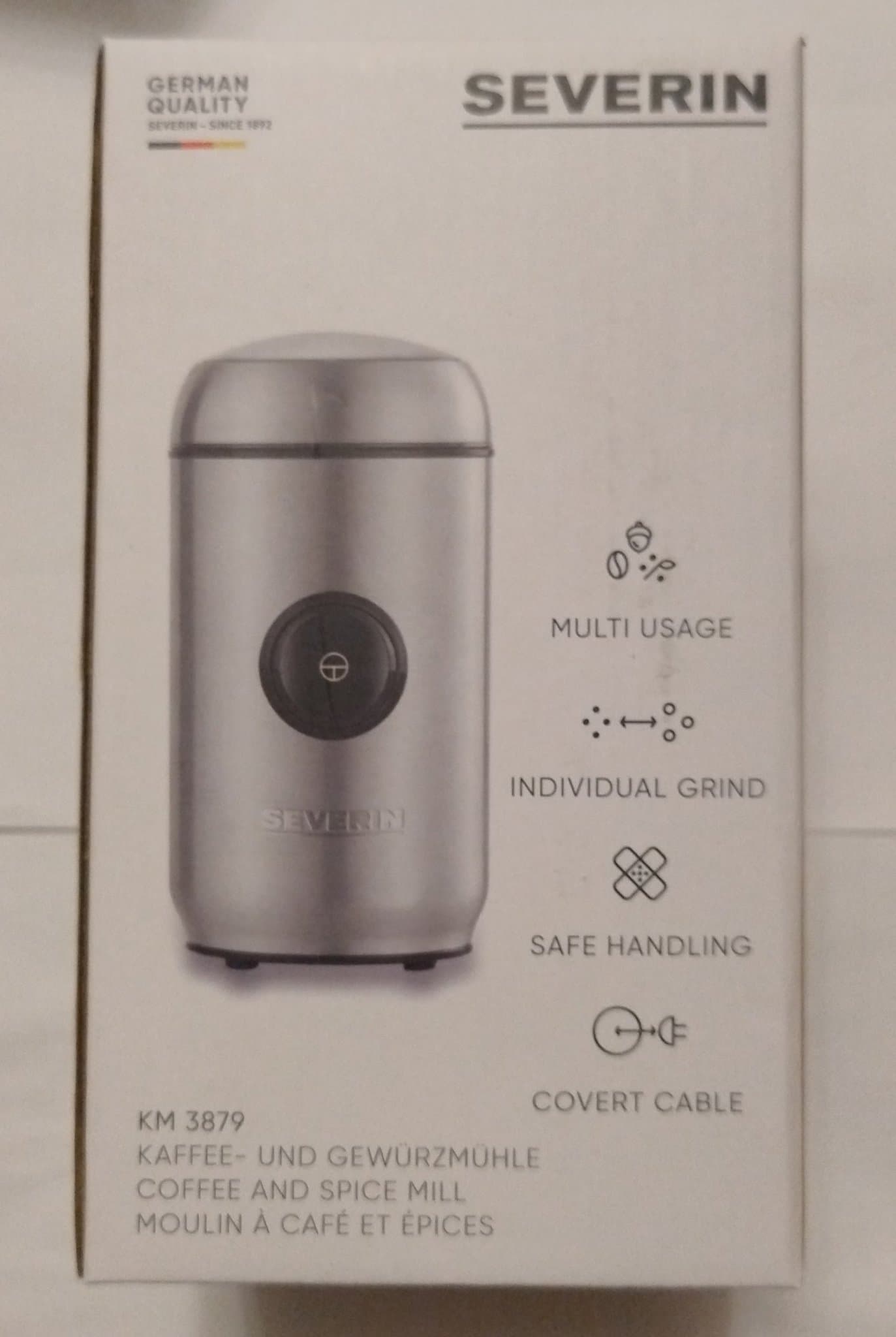 Severin KM 3879 Kaffekvarn Rostfritt stål - Ny i obruten förpackning