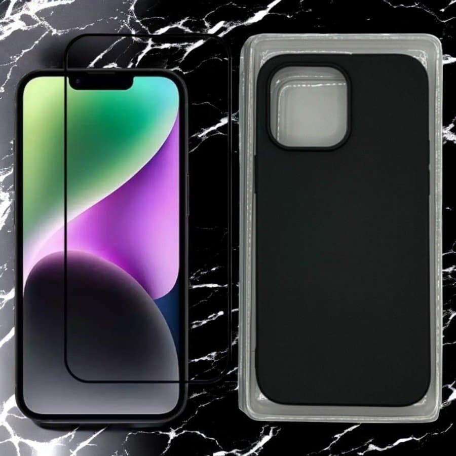 [Paket] iPhone 15 Pro - Svart Skal + 9H Härdat Glas Skärmskydd