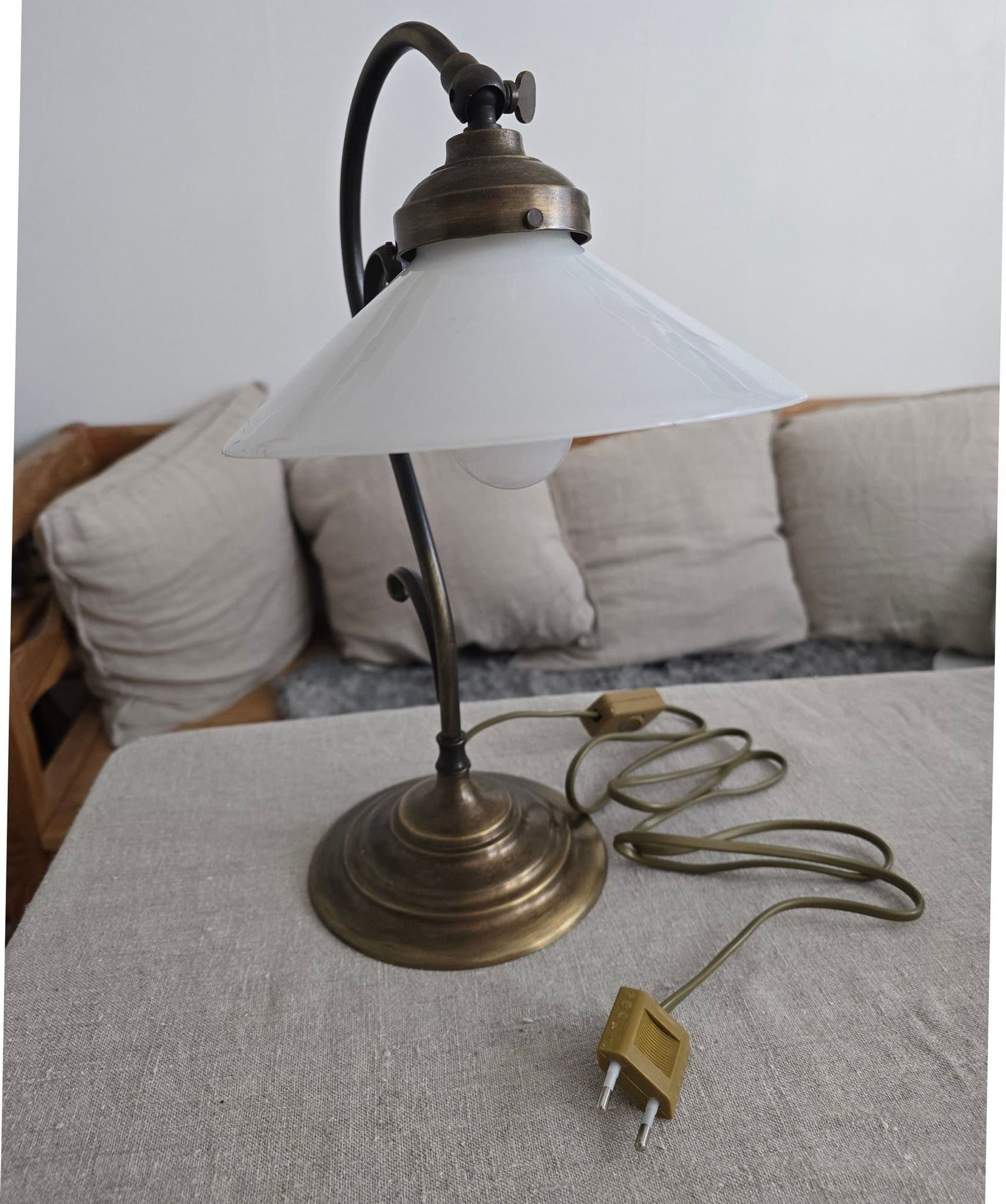 Skomakarlampa i borstad mässing glas Atelje Lyktan lampa bordslampa