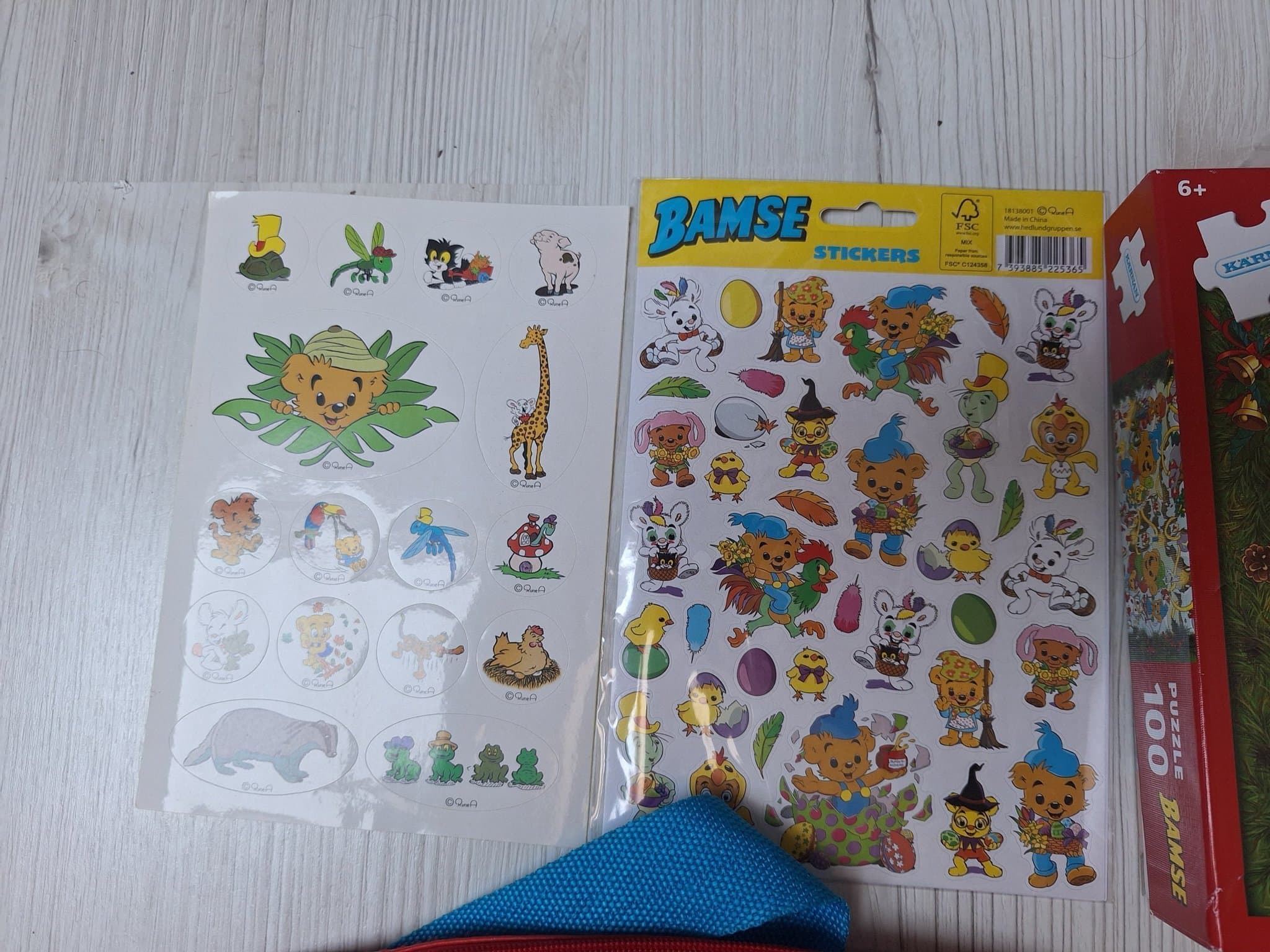 Bamse-paket med väska, pussel, pysselbok, kritor och mer