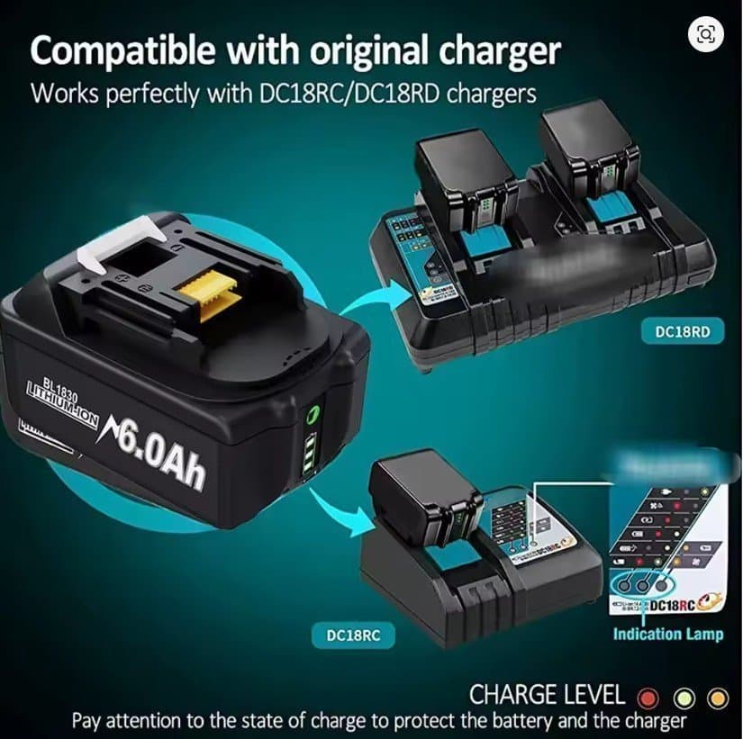 18V 6.0Ah Batteri för Makita elverktyg