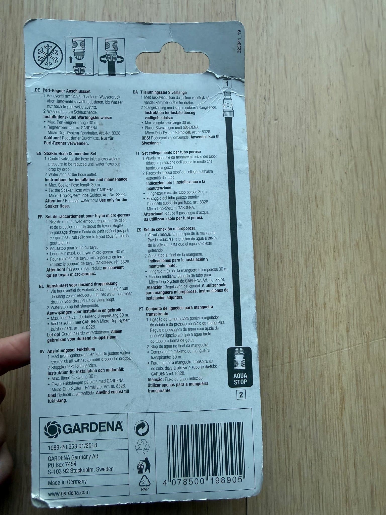 Gardena 1989 Anslutningsset Fuktslang Helt Ny!