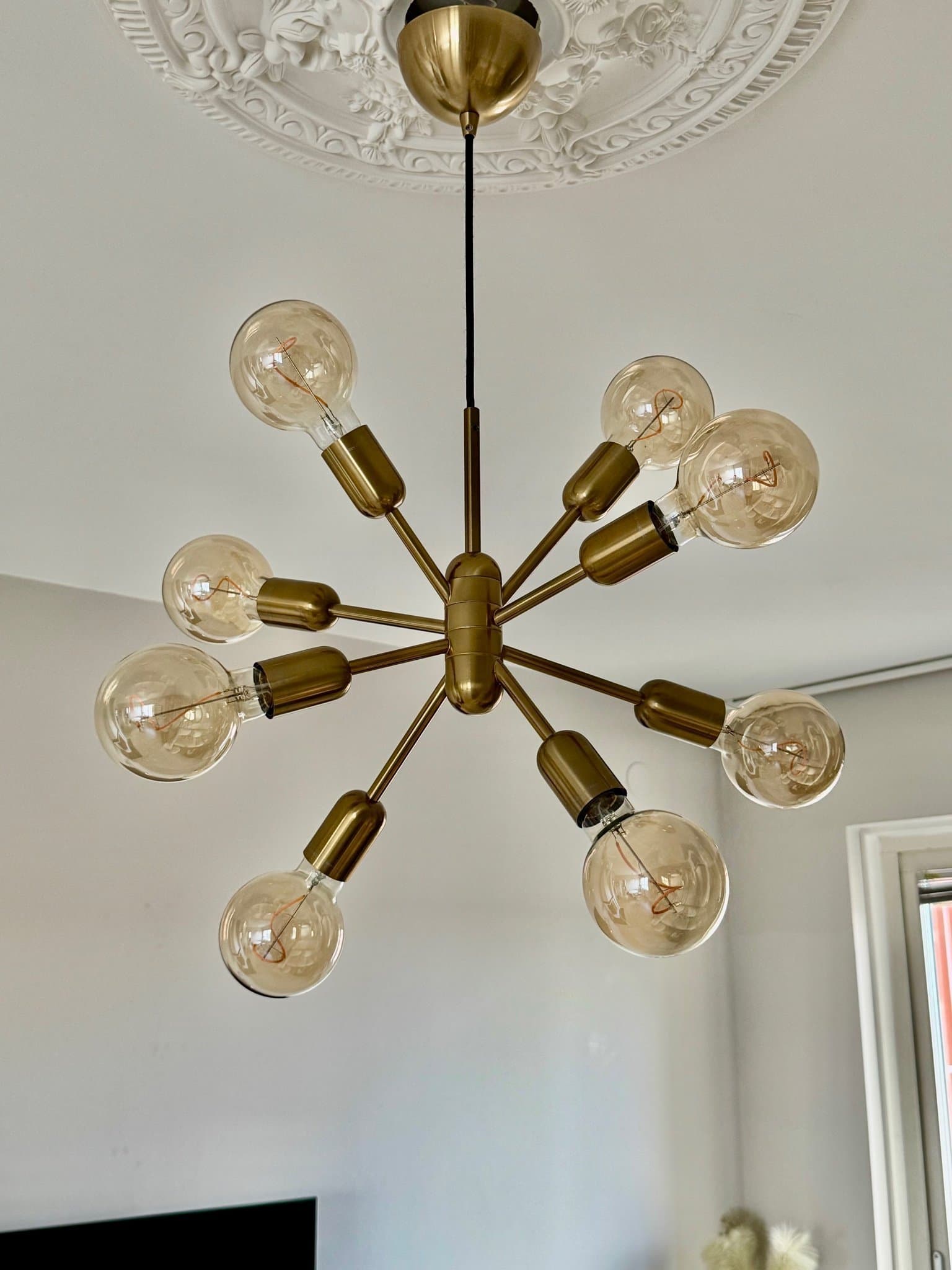 Taklampa i mässing (inkl 8 LED ljuskällor)