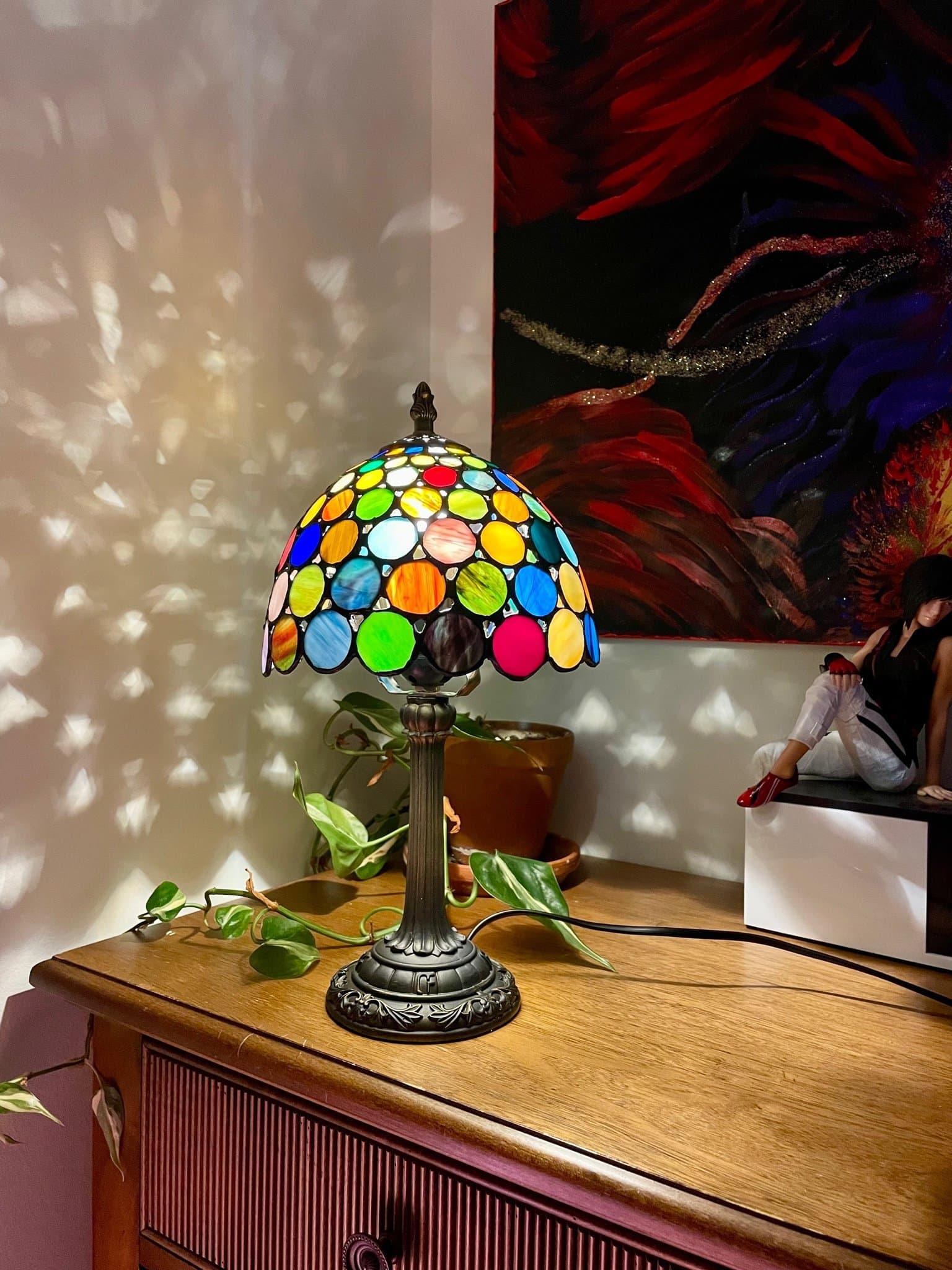 Tiffany-stil bordslampa ”Harlequin”