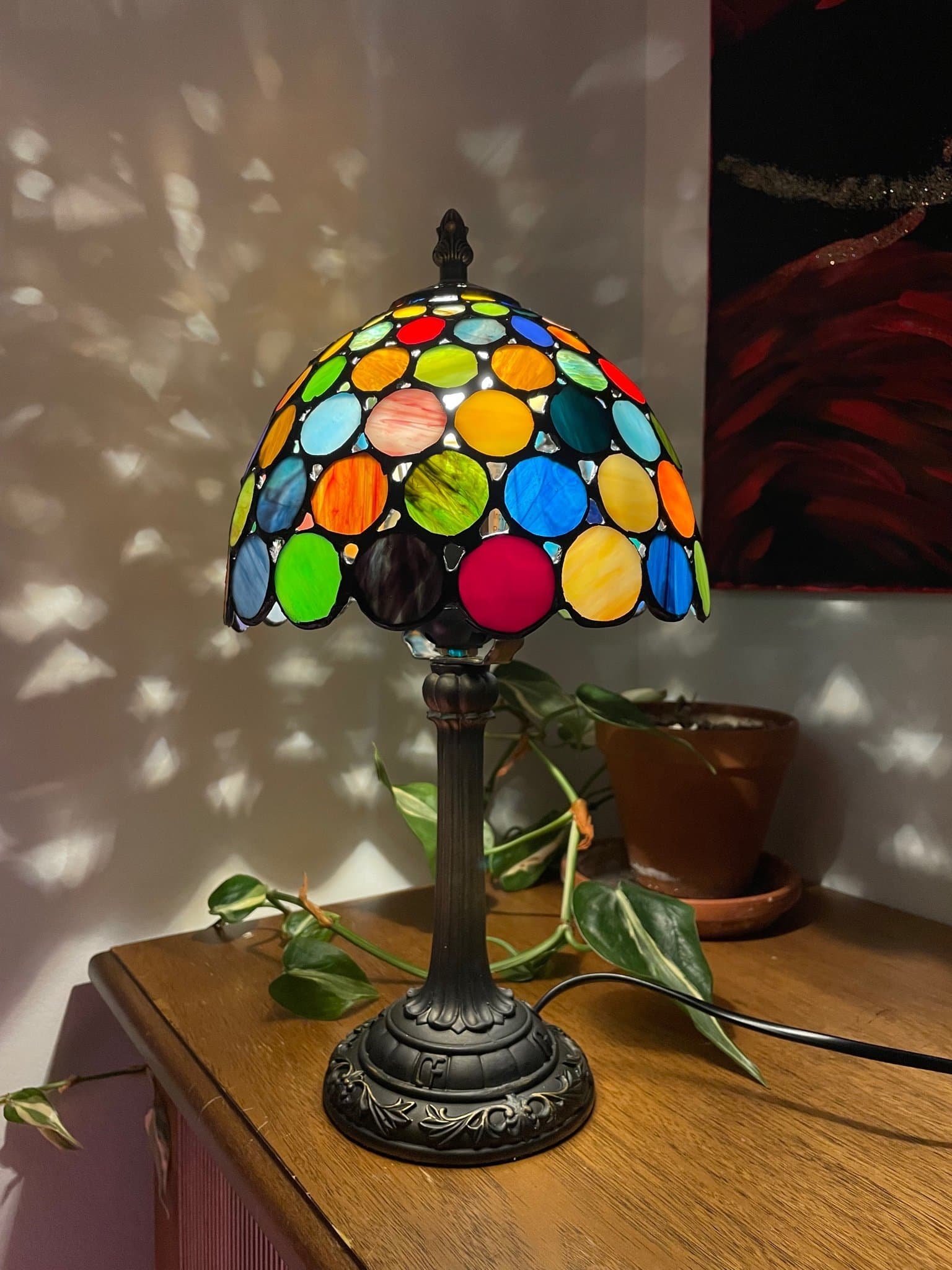 Tiffany-stil bordslampa ”Harlequin”