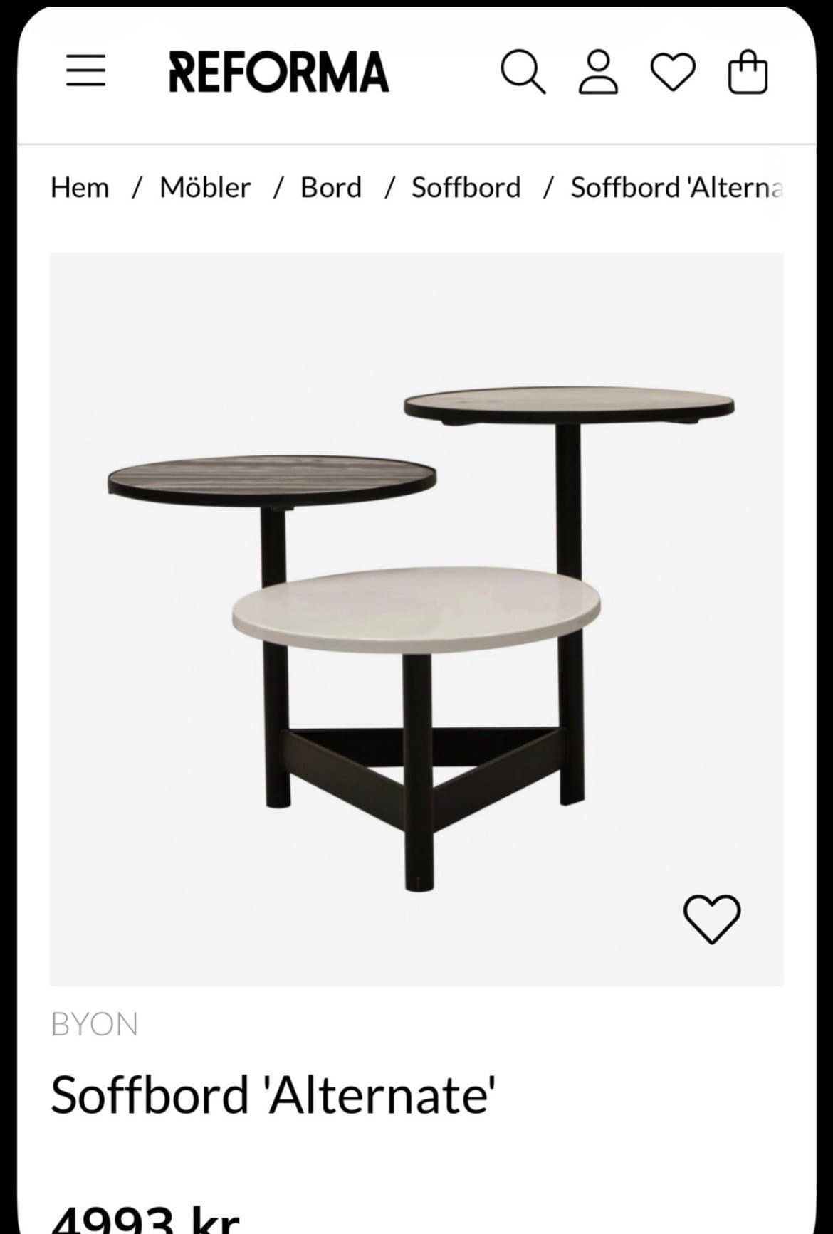 Soffbord Sidobord ’Alternate' från On Interiör Byon