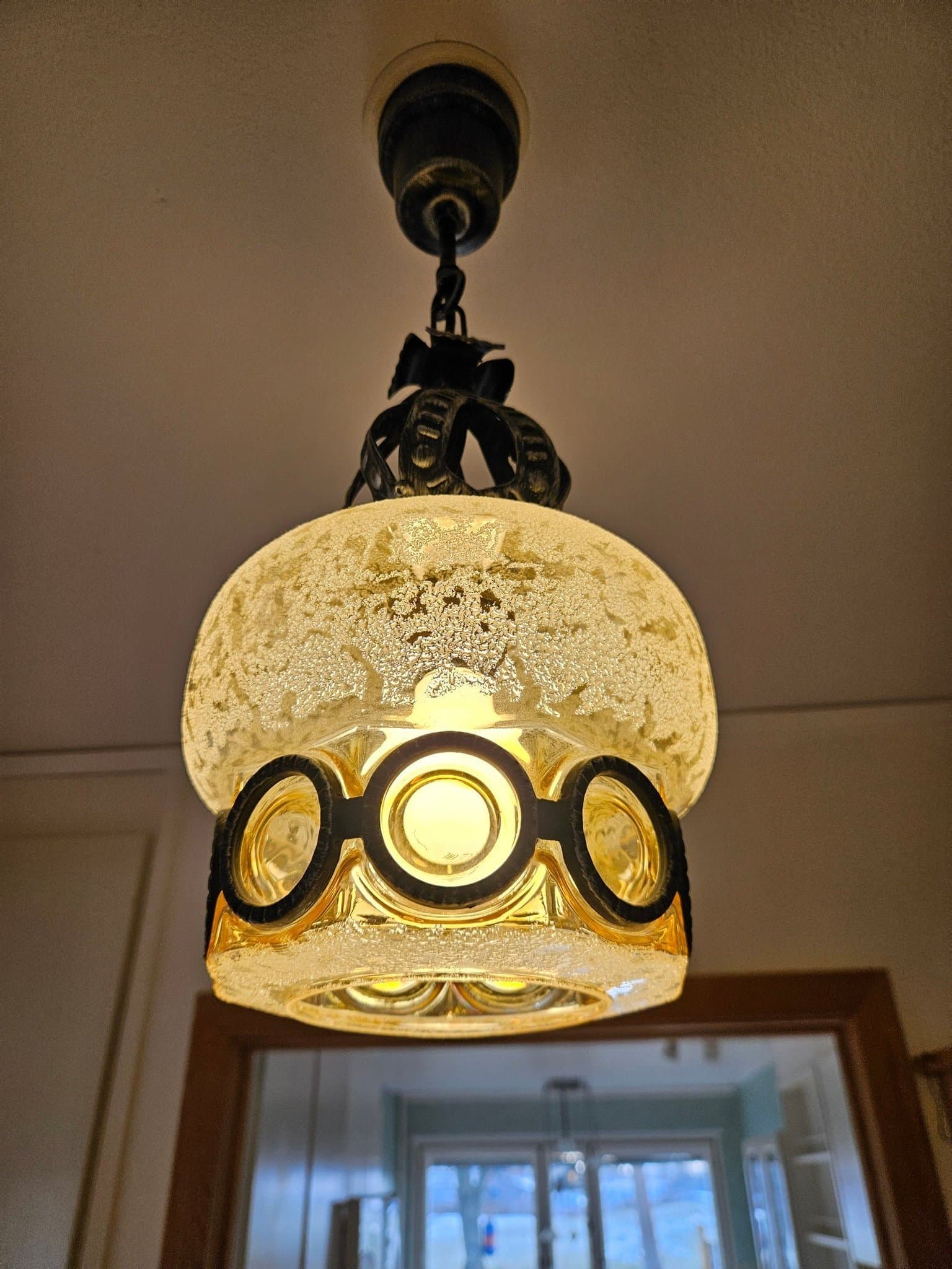 Champangefärgad glad unik Vintage Taklampa art decco