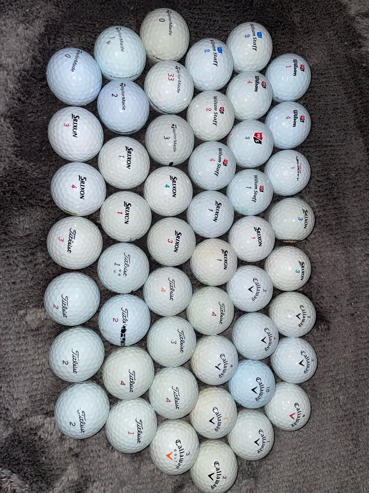 Golfbollar, 50 pack av blandade toppmärken