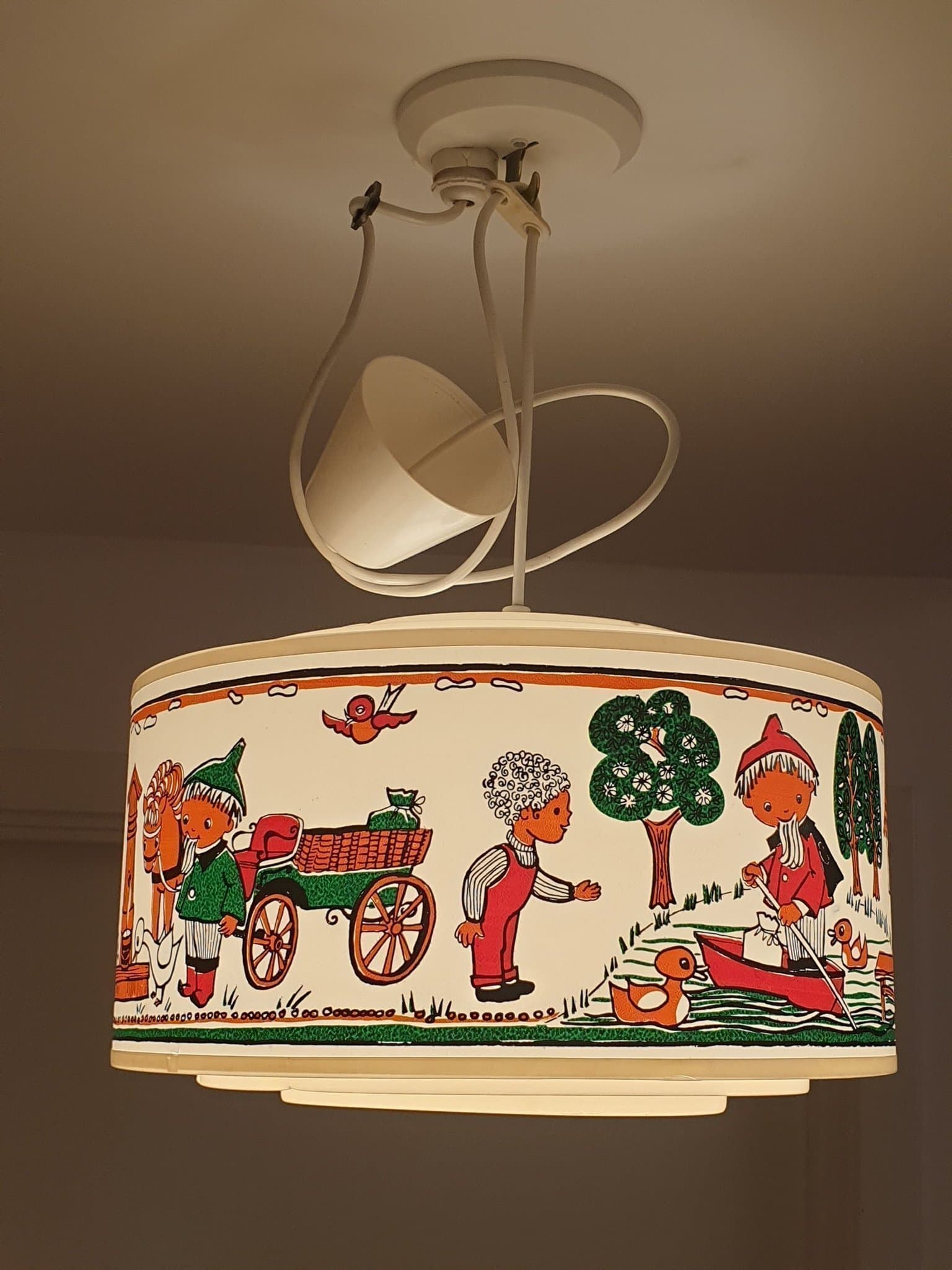 Retro 60tal Taklampa John Blund med lampa armatur Barnmotiv