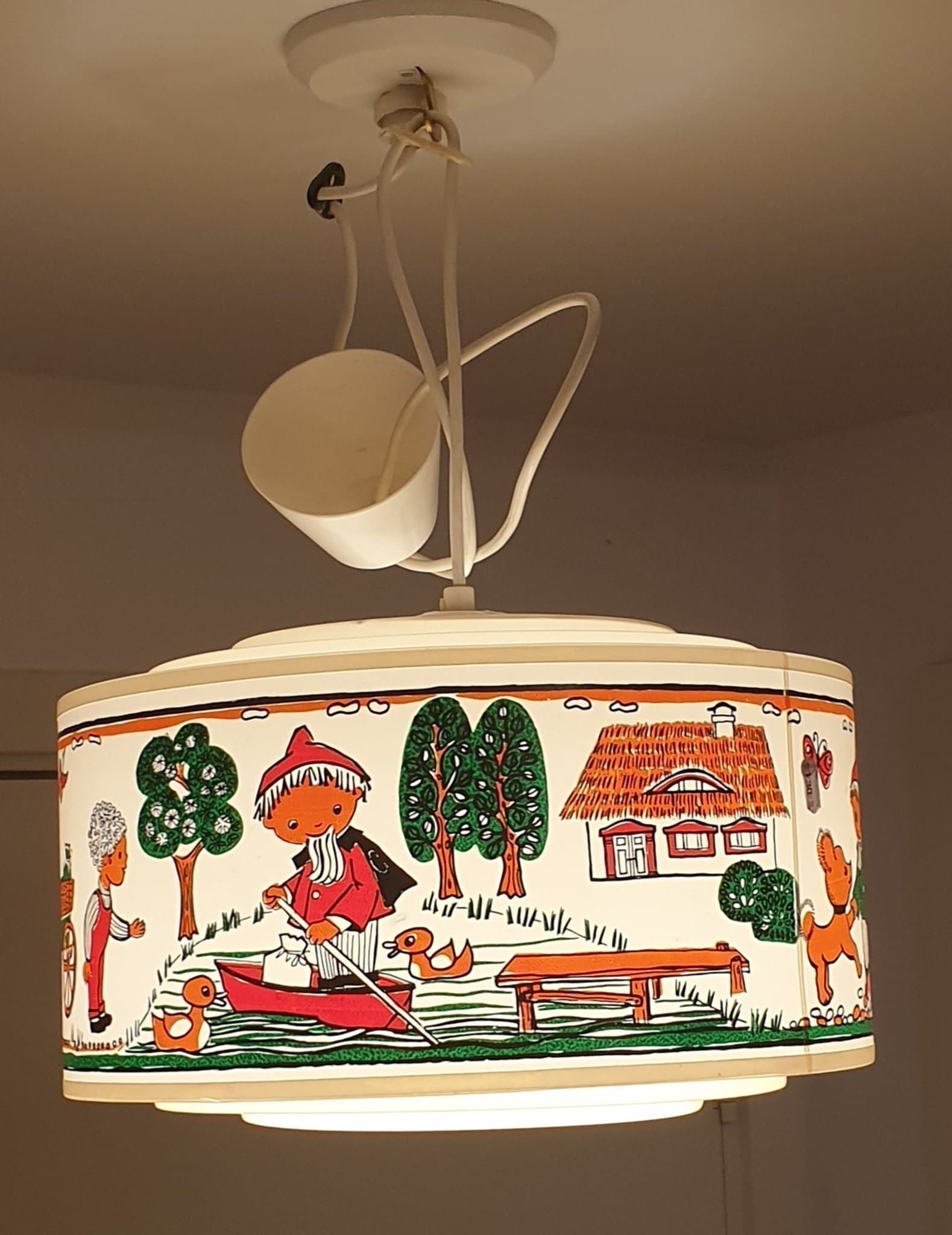 Retro 60tal Taklampa John Blund med lampa armatur Barnmotiv