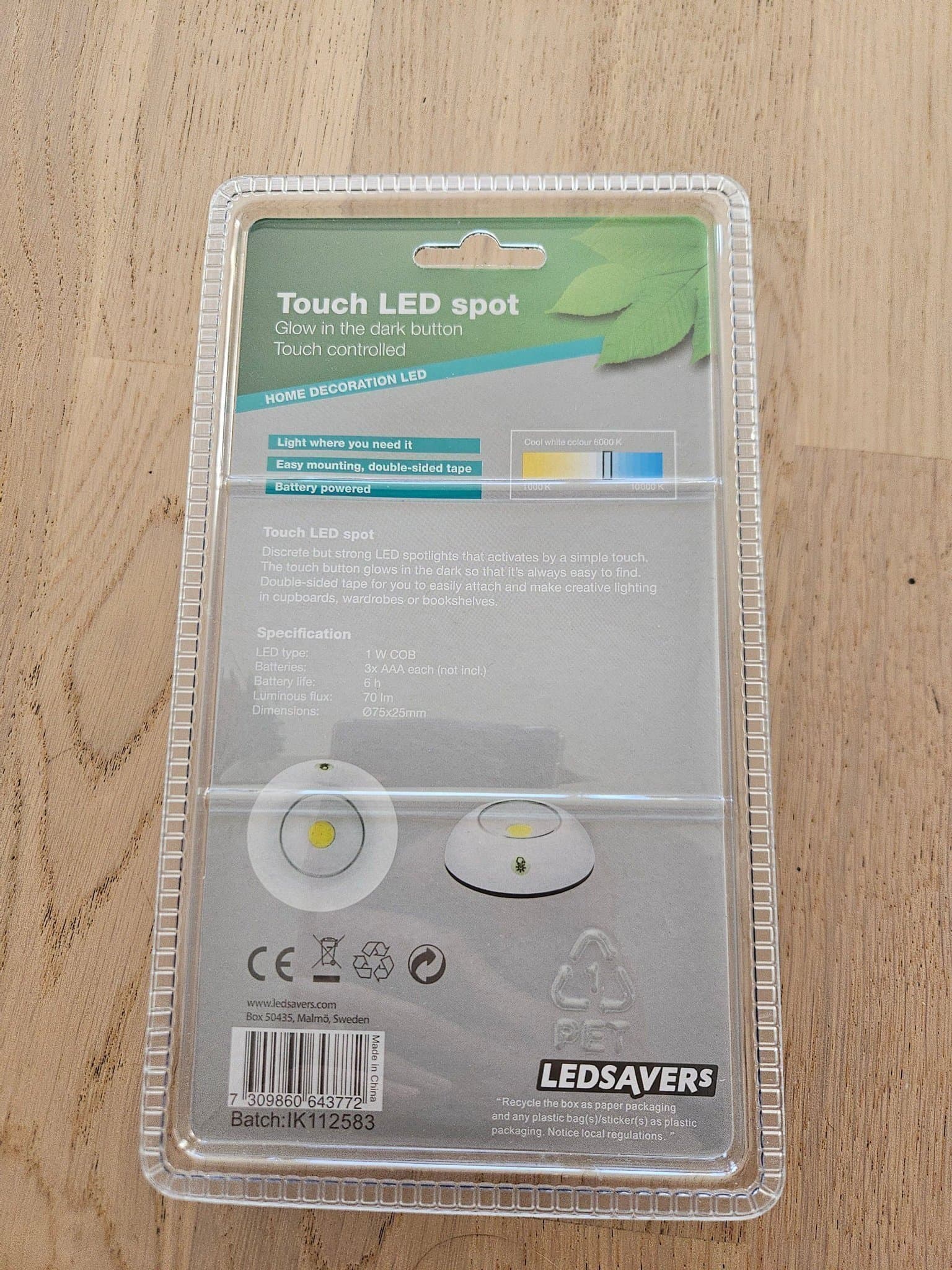 LED-spotlight (självhäftande, batteridrivna)