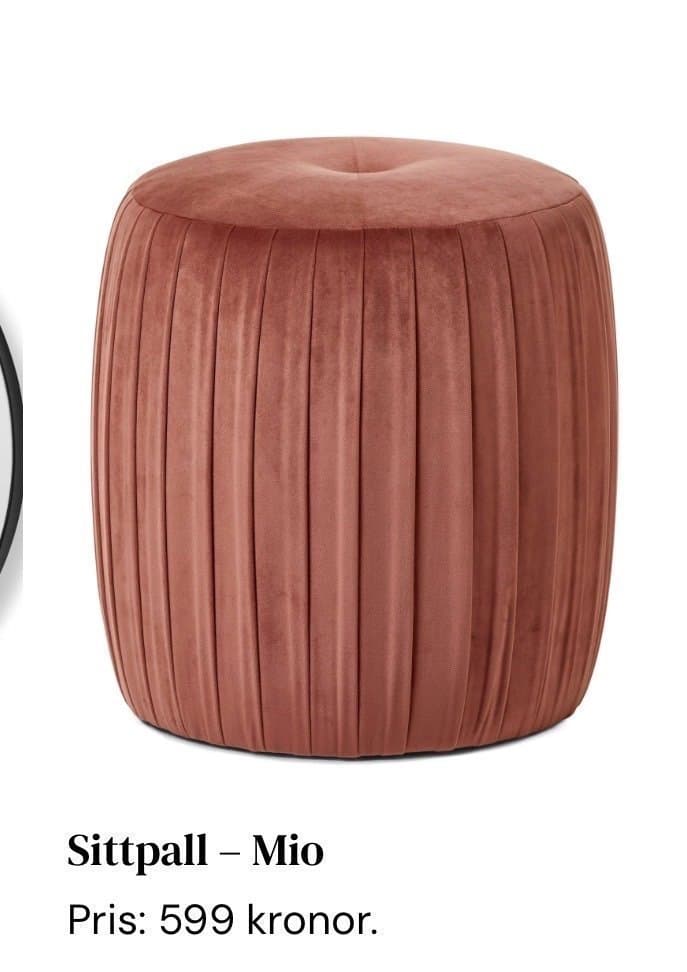 Mio sittpall i sammet, rosa och 2 koder