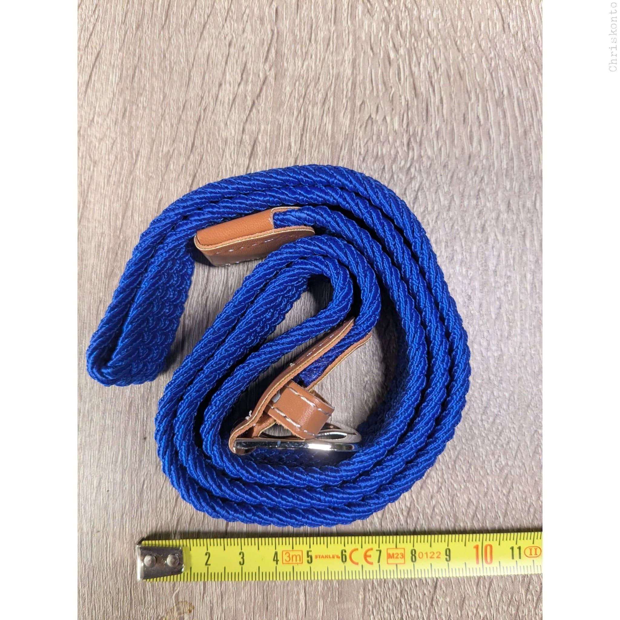 [Ny] Blått Flätat Elastiskt Skärp Bälte Långt 105 cm Stretch