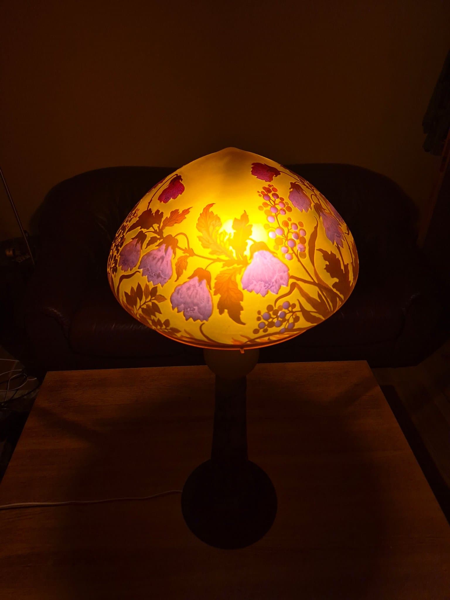 Gallé lampa golvmodell 95 cm handgjort glas