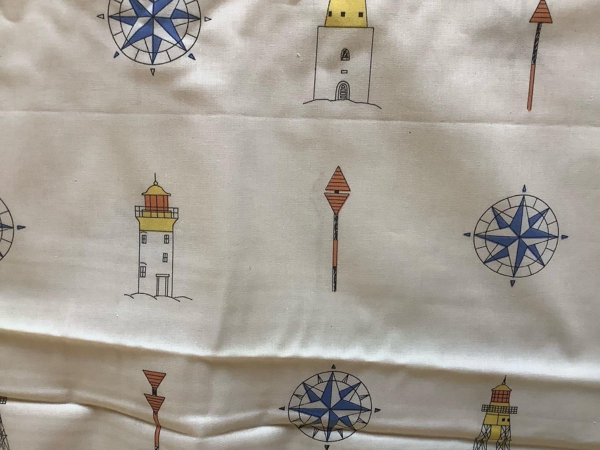 Bomullstyg 12 meter med havsmotiv,nytt.