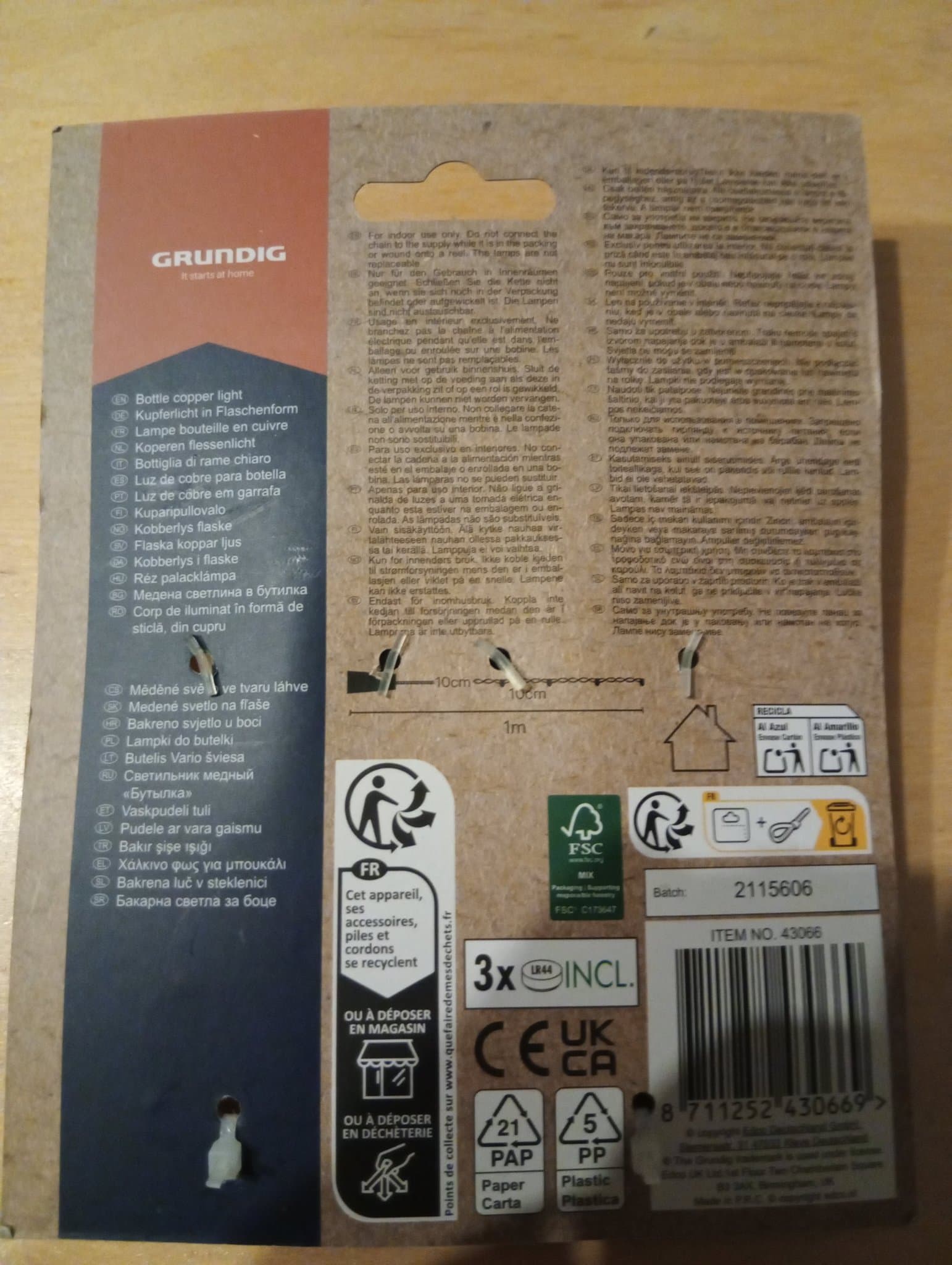 Grundig Bottle Copper Light, 1M, 10 LED, 2 PCS