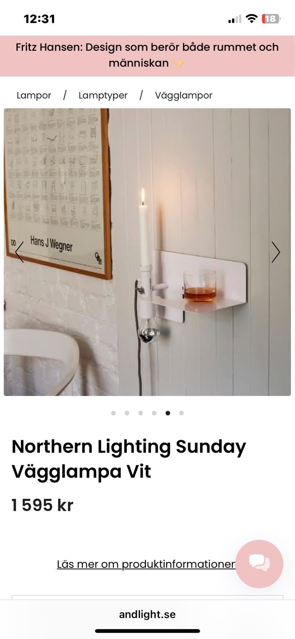 Northern Lighting Sunday Vägglampa