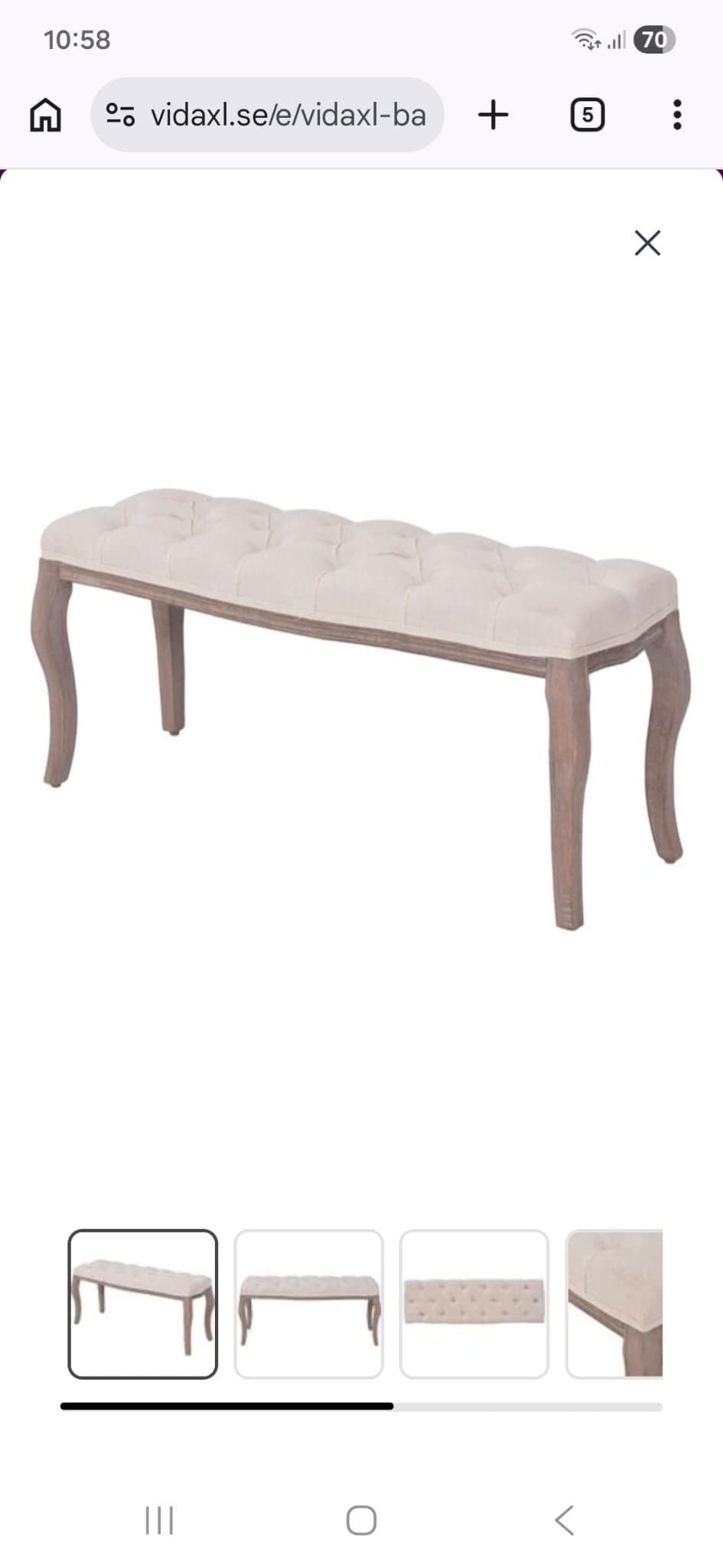 Ny vidaXL bänk (gräddvit)