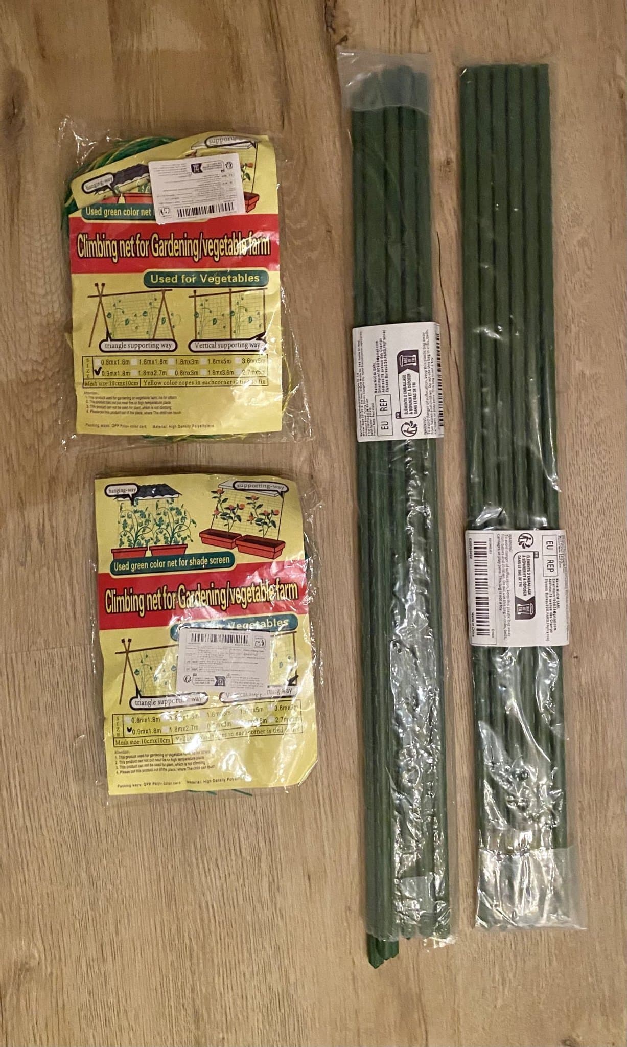 2 stycken Klätterstöd / klätternät för växter + 10 växtstöd – nytt!