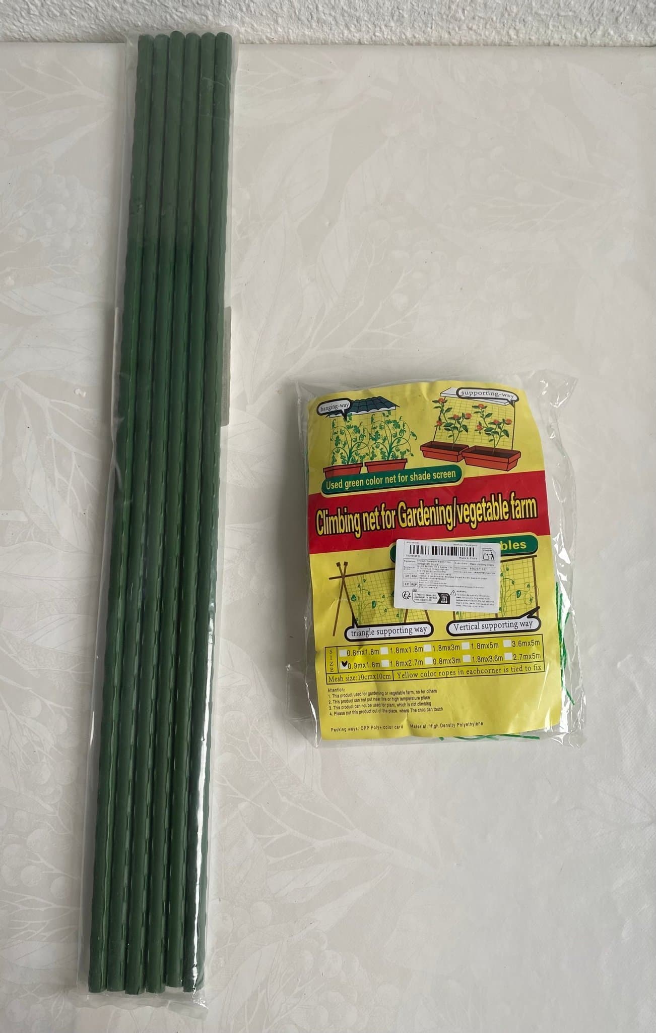 2 stycken Klätterstöd / klätternät för växter + 10 växtstöd – nytt!