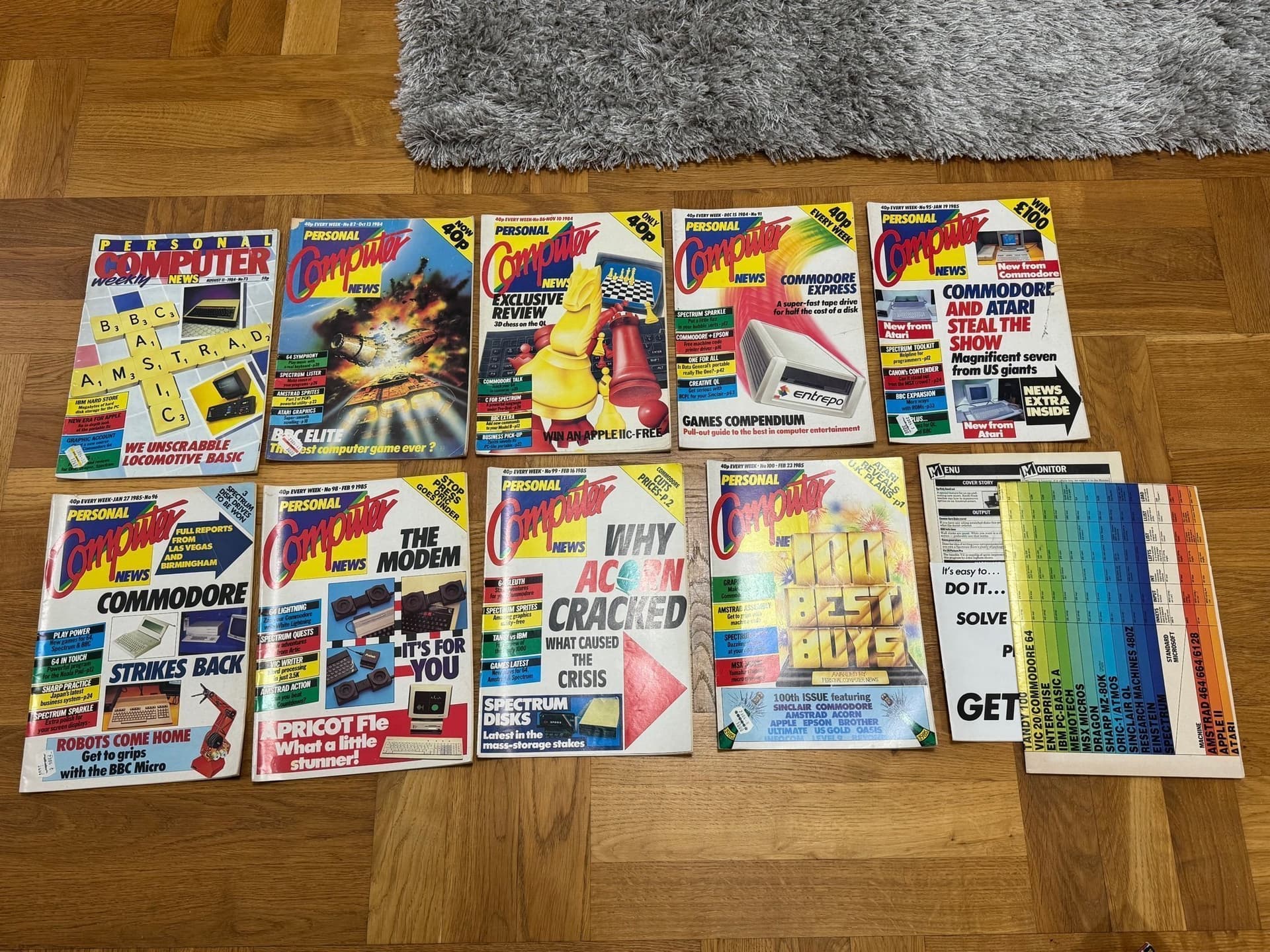 Personal Computer News - 1984 -1985 - 10 tidningar + 1 poster - Retro