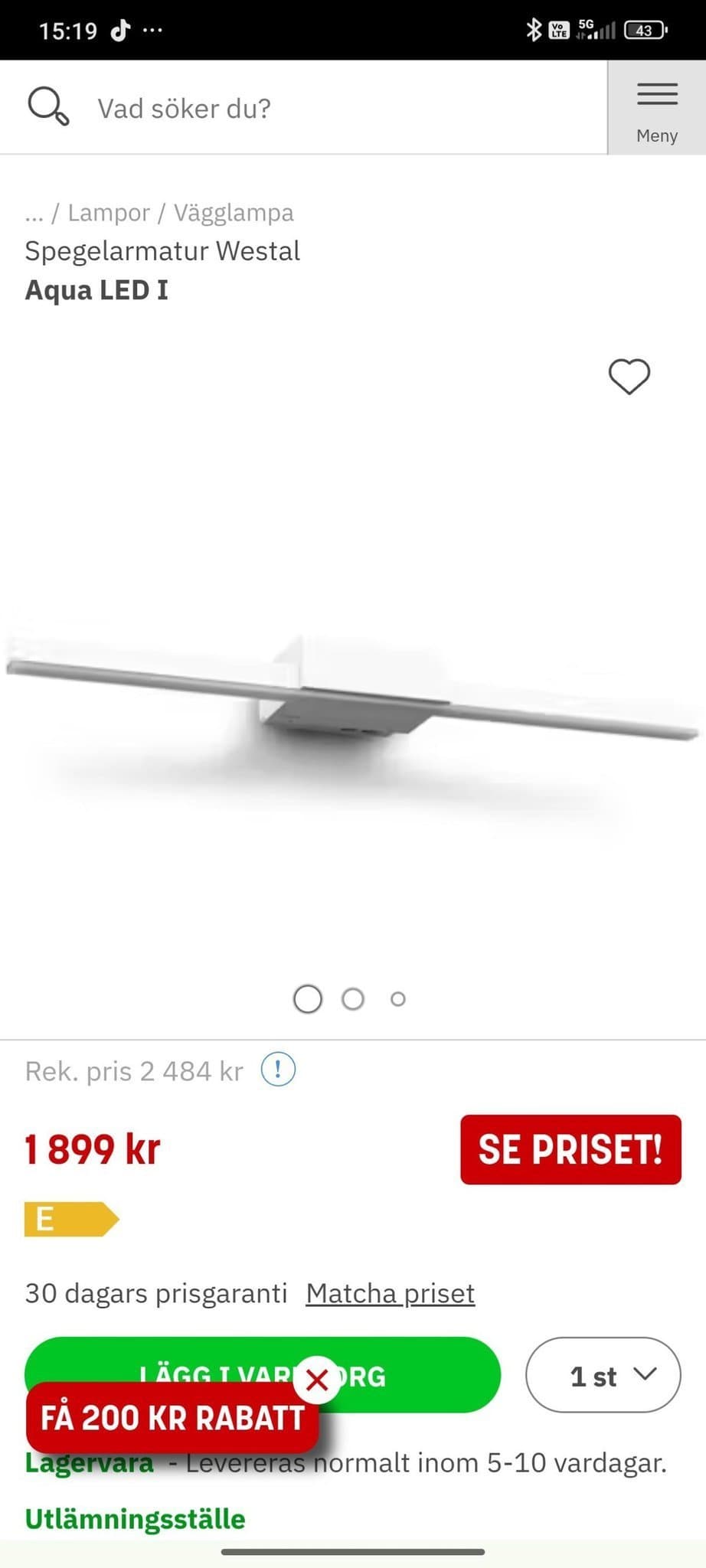 Spegelarmatur Westal Aqua LED I