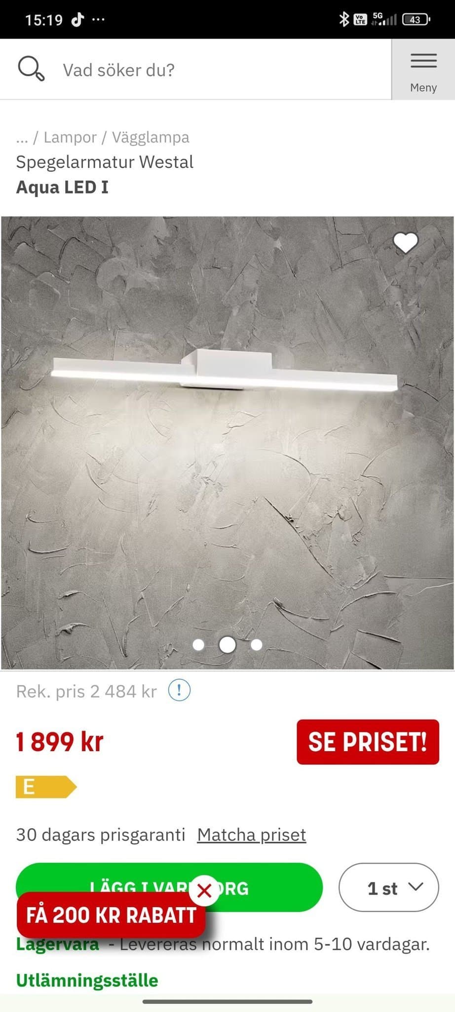 Spegelarmatur Westal Aqua LED I