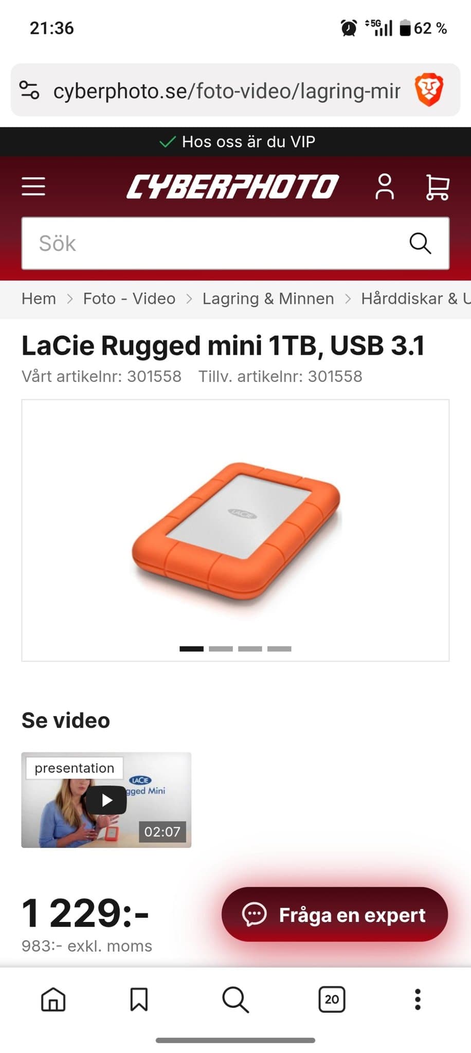 LaCie Rugged mini 1TB, USB 3.1