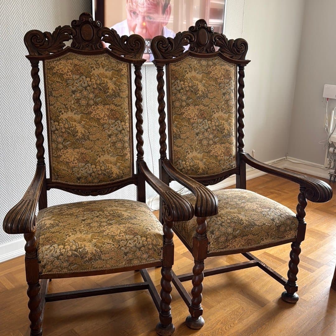 Stolar i barockstil, 2 st