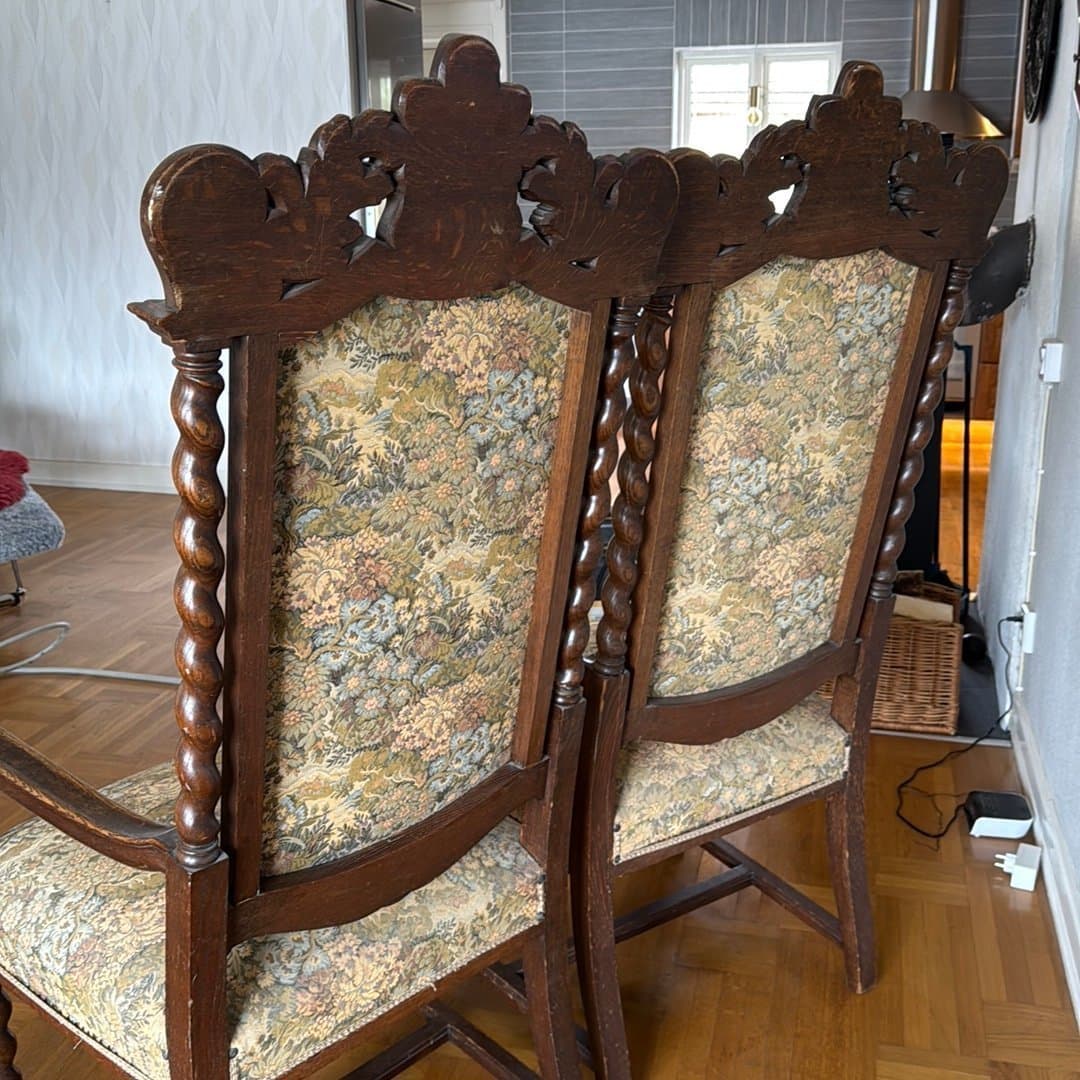 Stolar i barockstil, 2 st