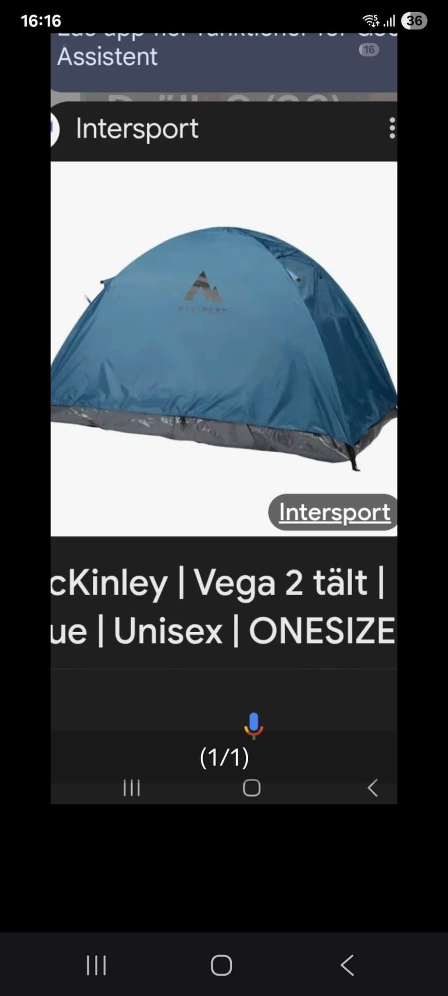 McKinley Vega 2 tält, blå, unisex, ONESIZE