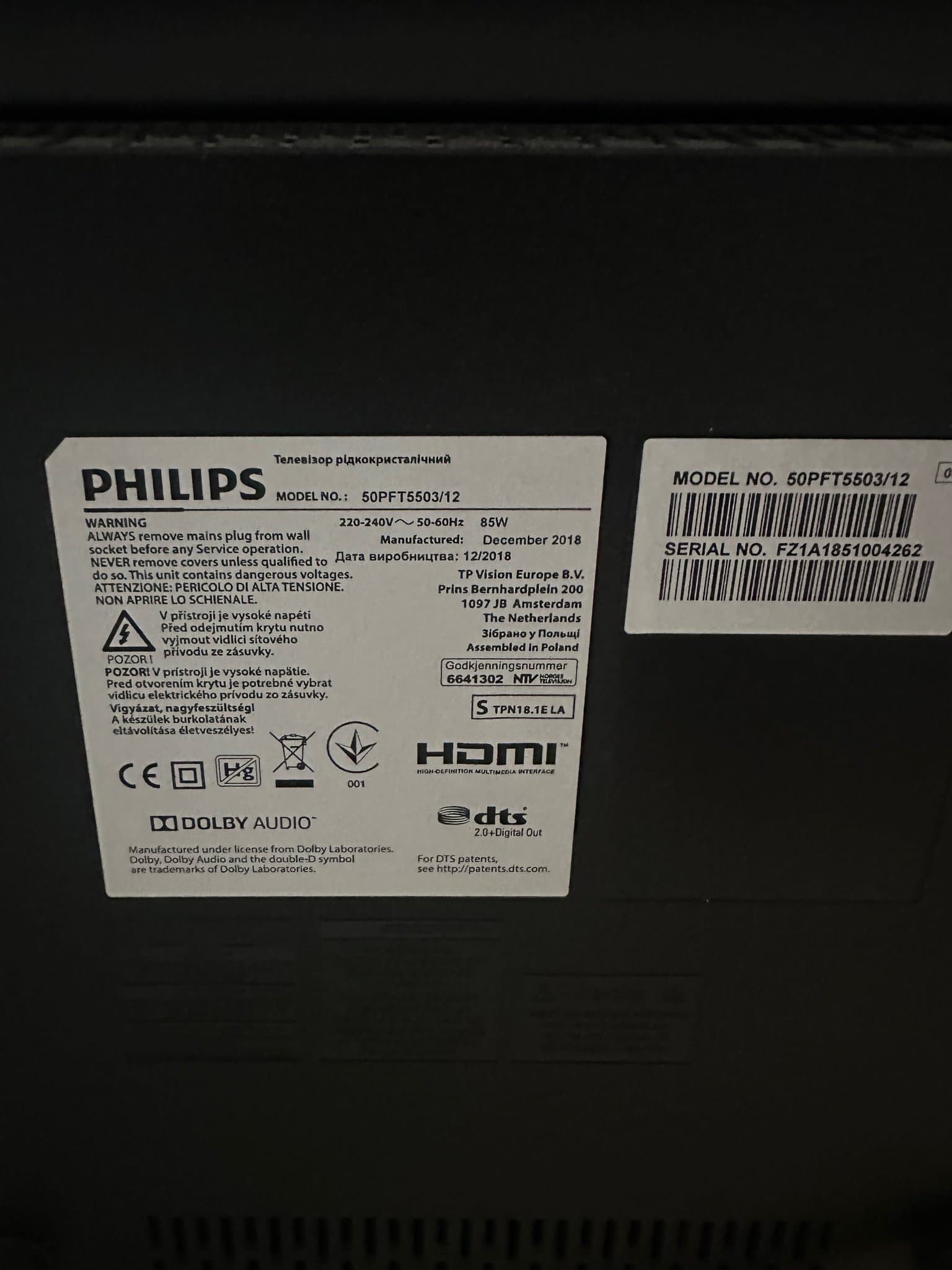 Philips 50PFT5503/12 TV