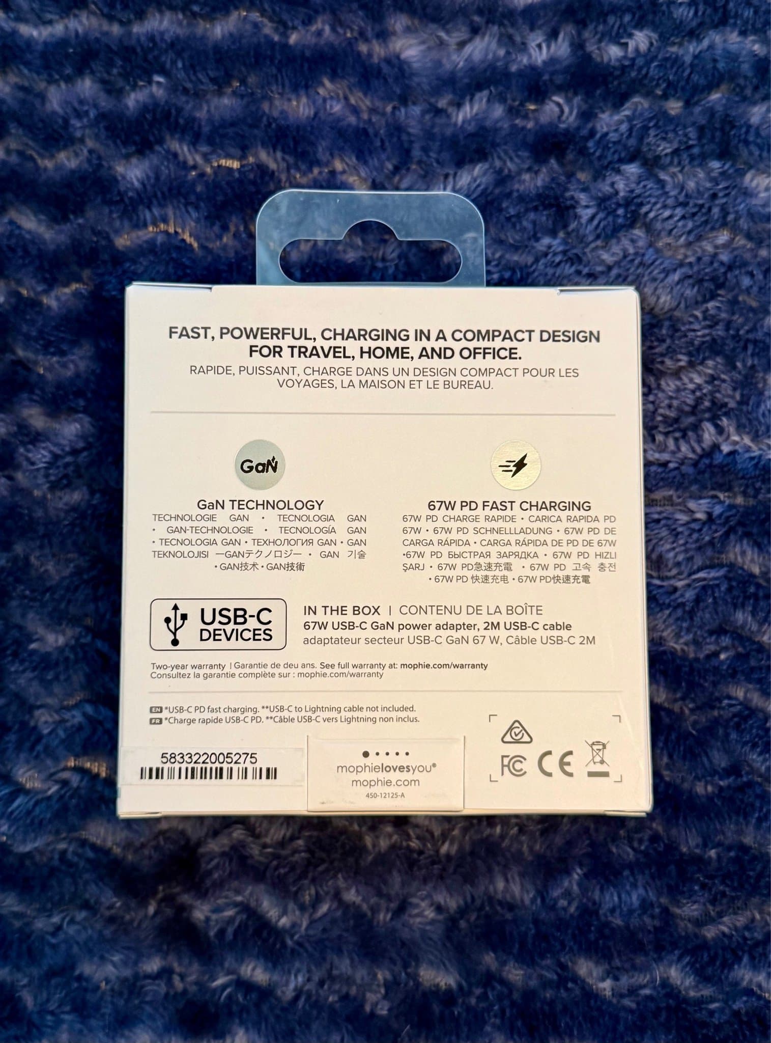 Mophie Speedport 67 GaN väggladdare