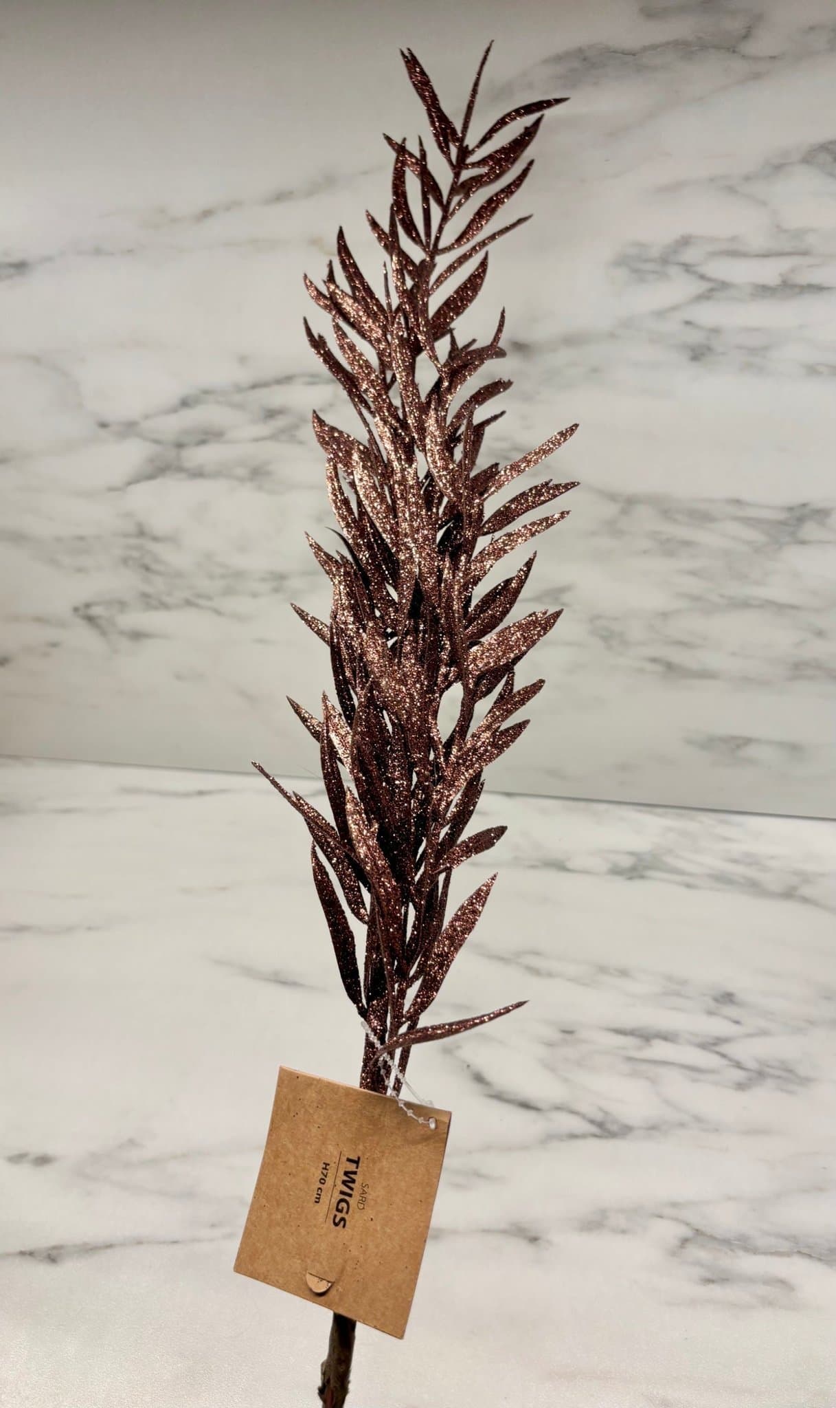 1st Dekorativ Kvist Glitter 70cm Brun Konstgjord Snittblomma Glittrande