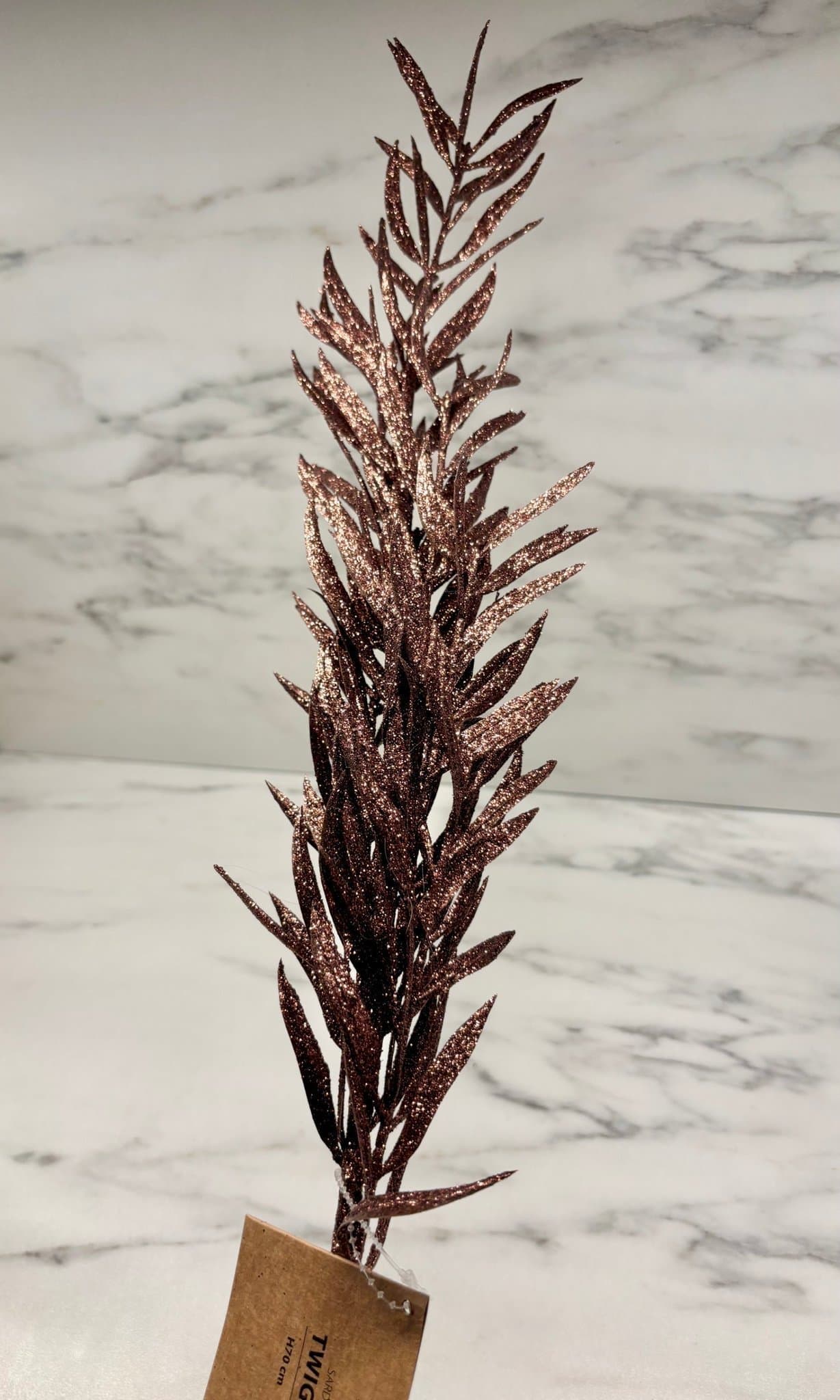 1st Dekorativ Kvist Glitter 70cm Brun Konstgjord Snittblomma Glittrande