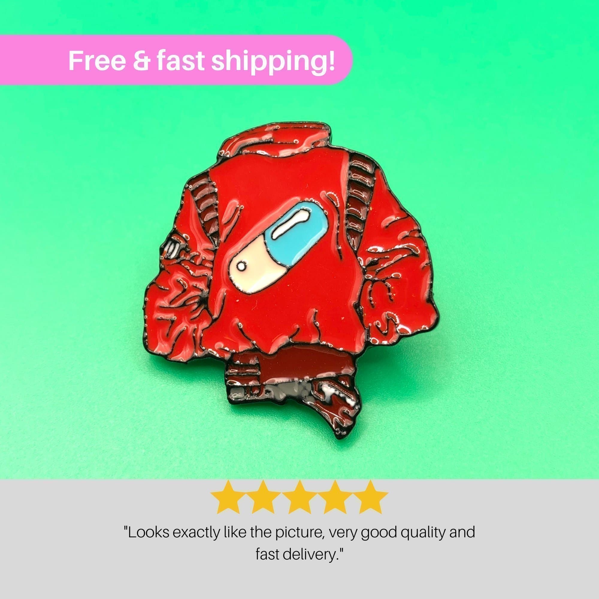 Akira Kaneda Red Capsule Jacket Enamel Pin | Anime Badge Brooch Gift