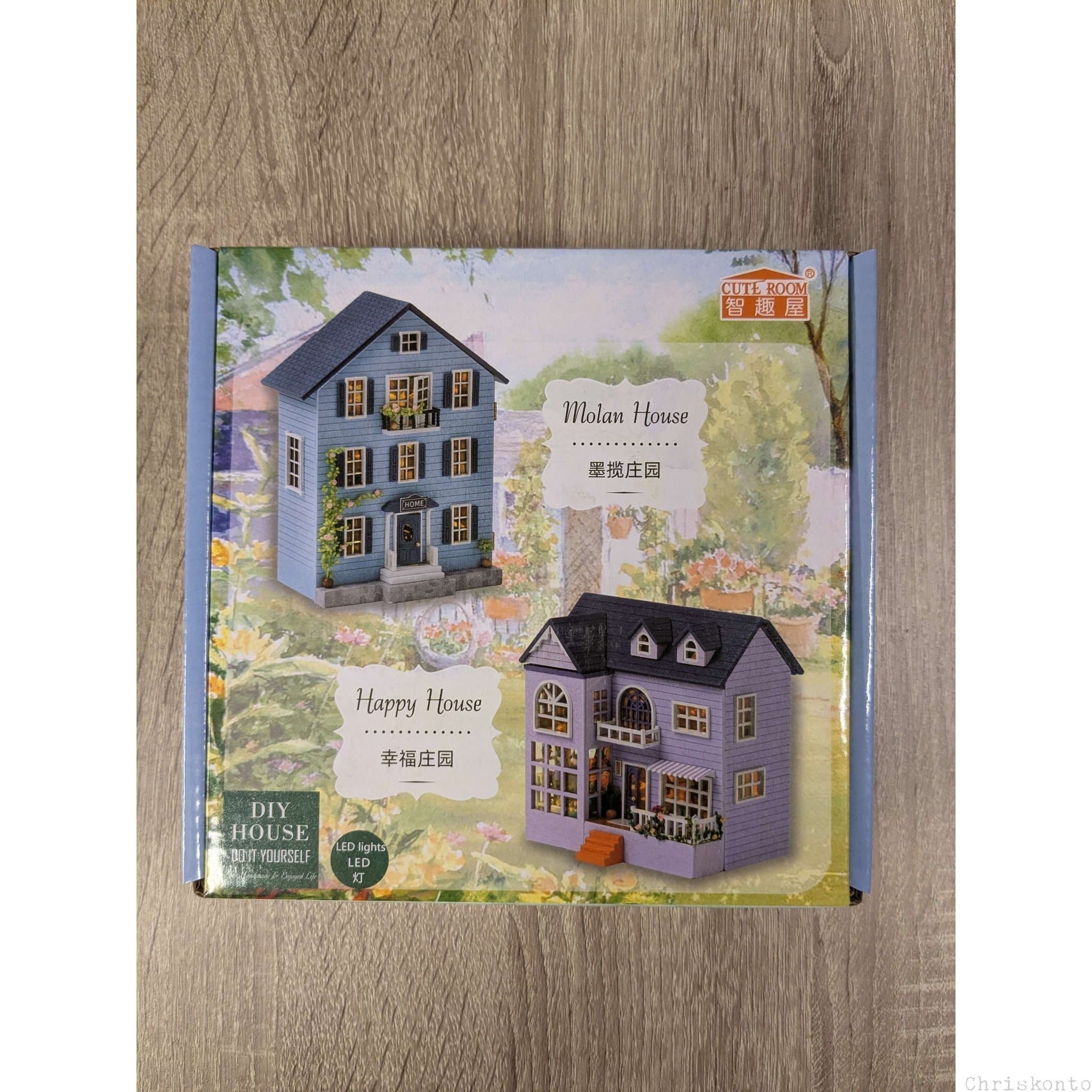 [Ny] DIY Miniatyrdockhus "Happy House" 1:24 LED-belysning Pyssel Dockhus Mini