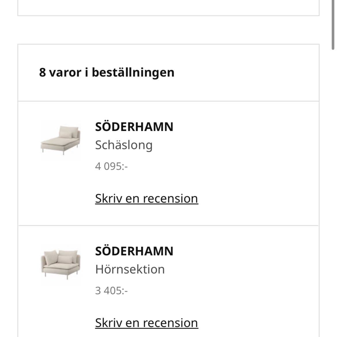 IKEA SÖDERHAMN hörnsoffa med schäslong