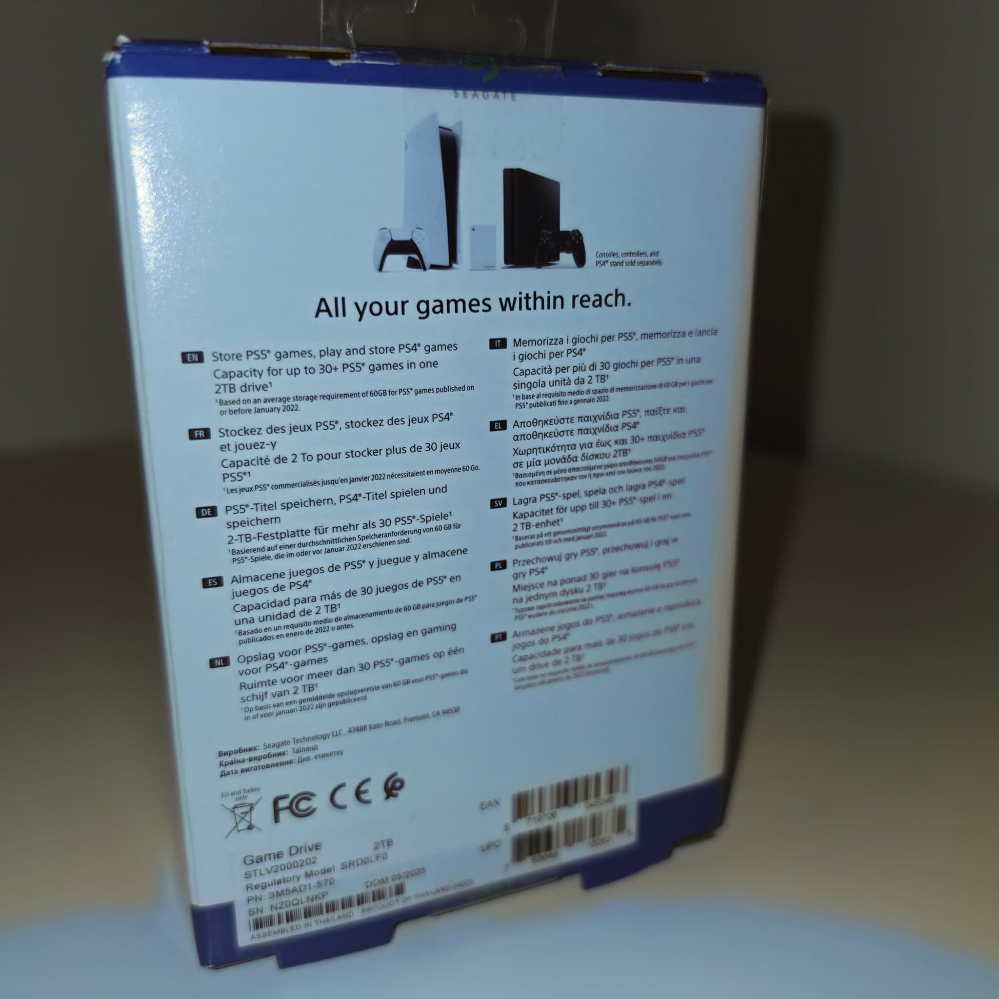 Massivt Utrymme! Seagate Game Drive 2TB för PS5/PS4 Toppskick KVITTO FINNS