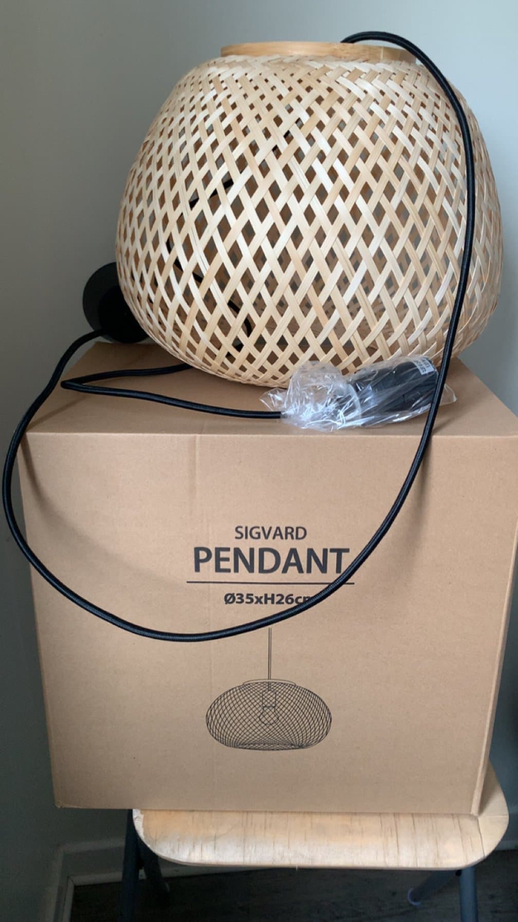 SIGVARD PENDANT taklampa i bambu, Ø35xH26cm