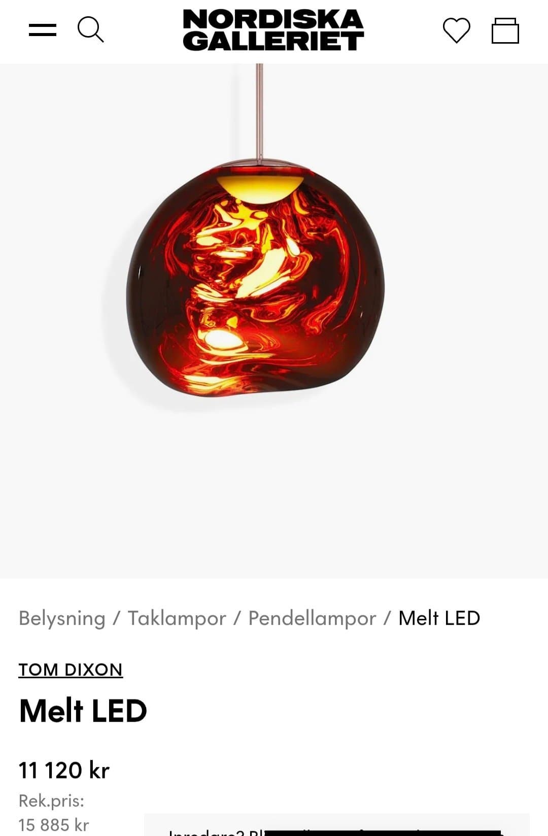 Tom Dixon Melt taklampa 50cm pendant koppar